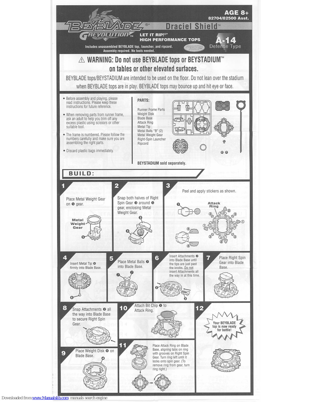 Beyblade Draciel Shield, A-14, 82704, 82500 Instructions Manual - ManualMachine.com