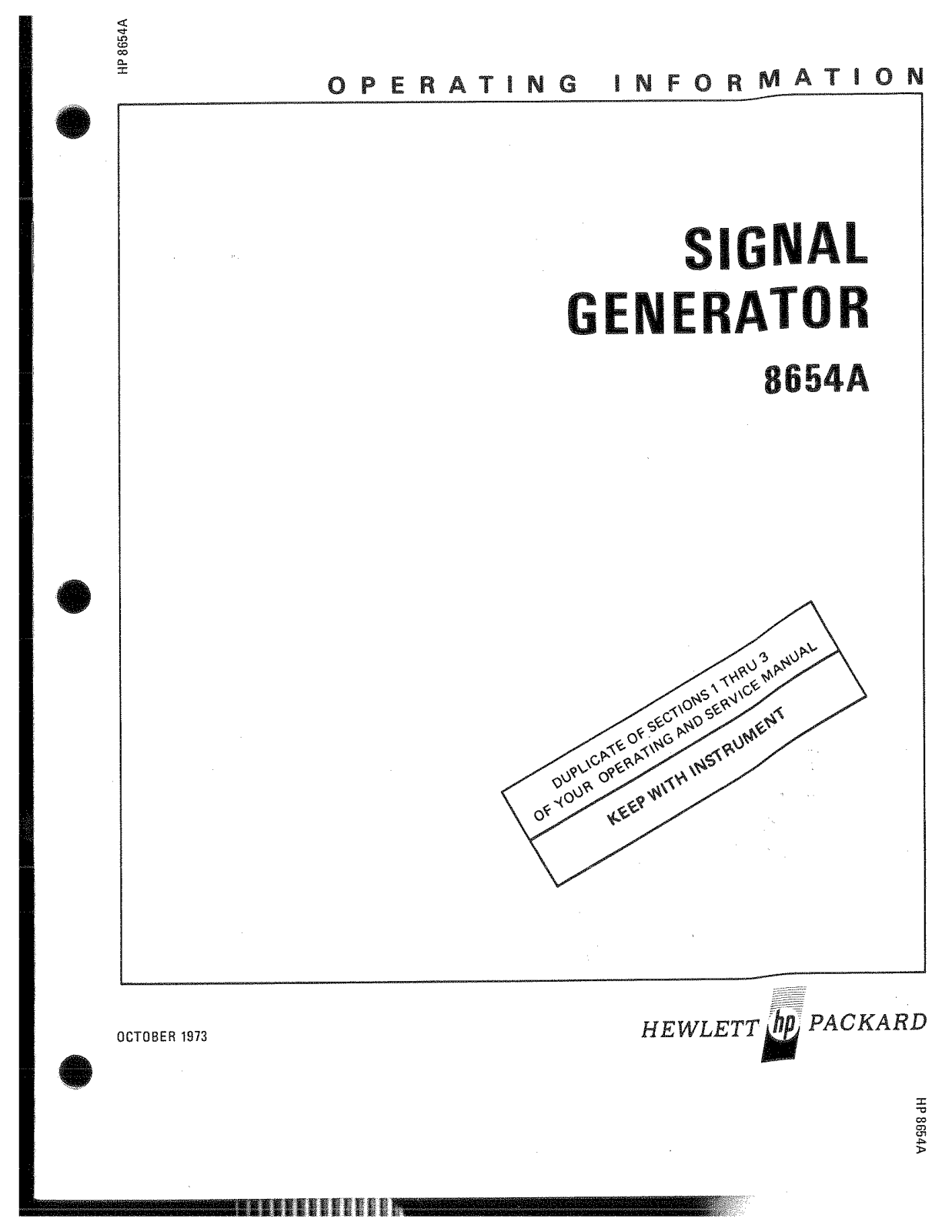 HP (Hewlett-Packard) 8654A User Manual