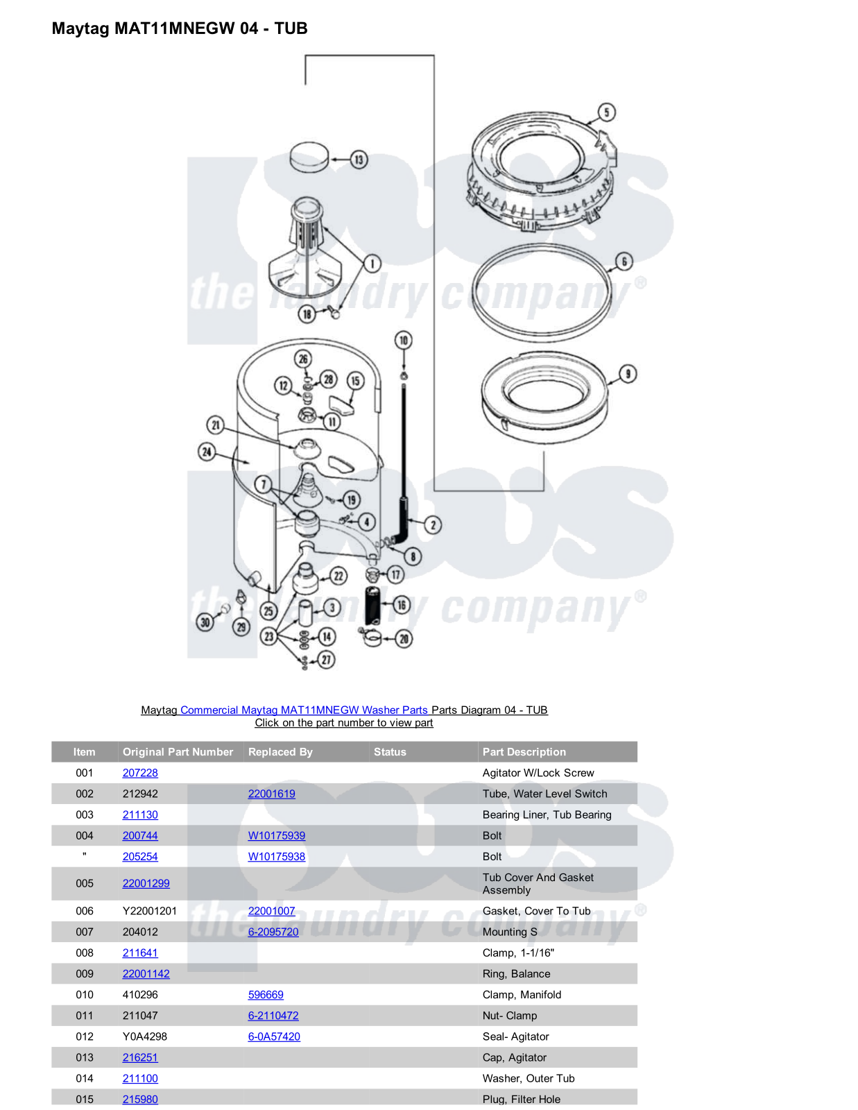 Maytag MAT11MNEGW Parts Diagram