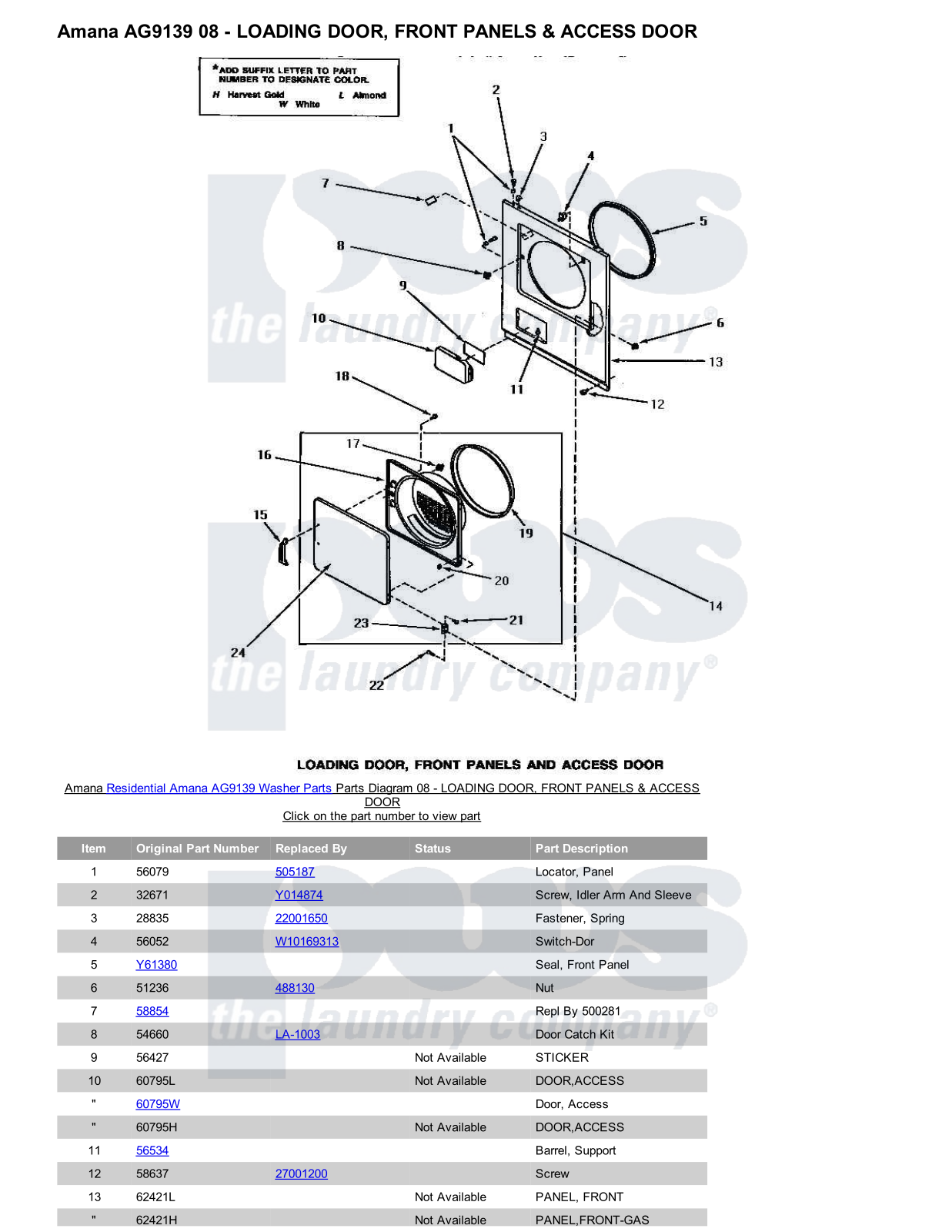 Amana AG9139 Parts Diagram