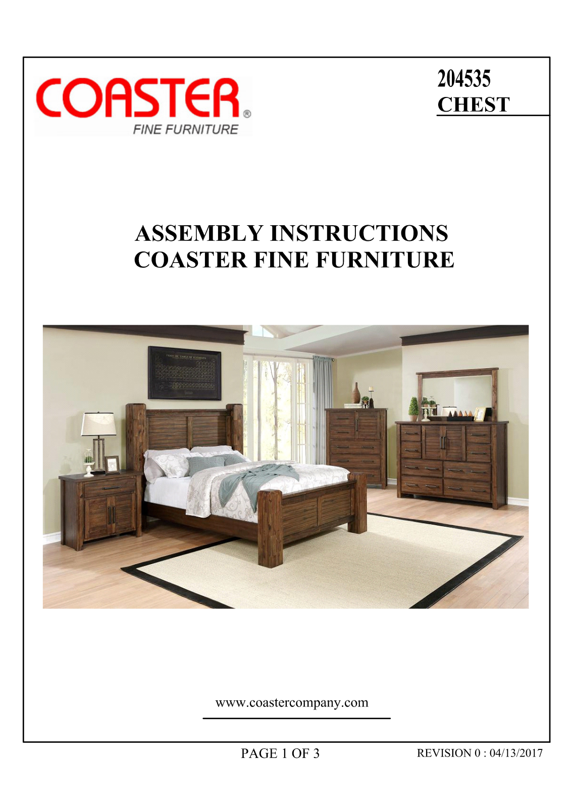 Coaster 204535 Assembly Guide