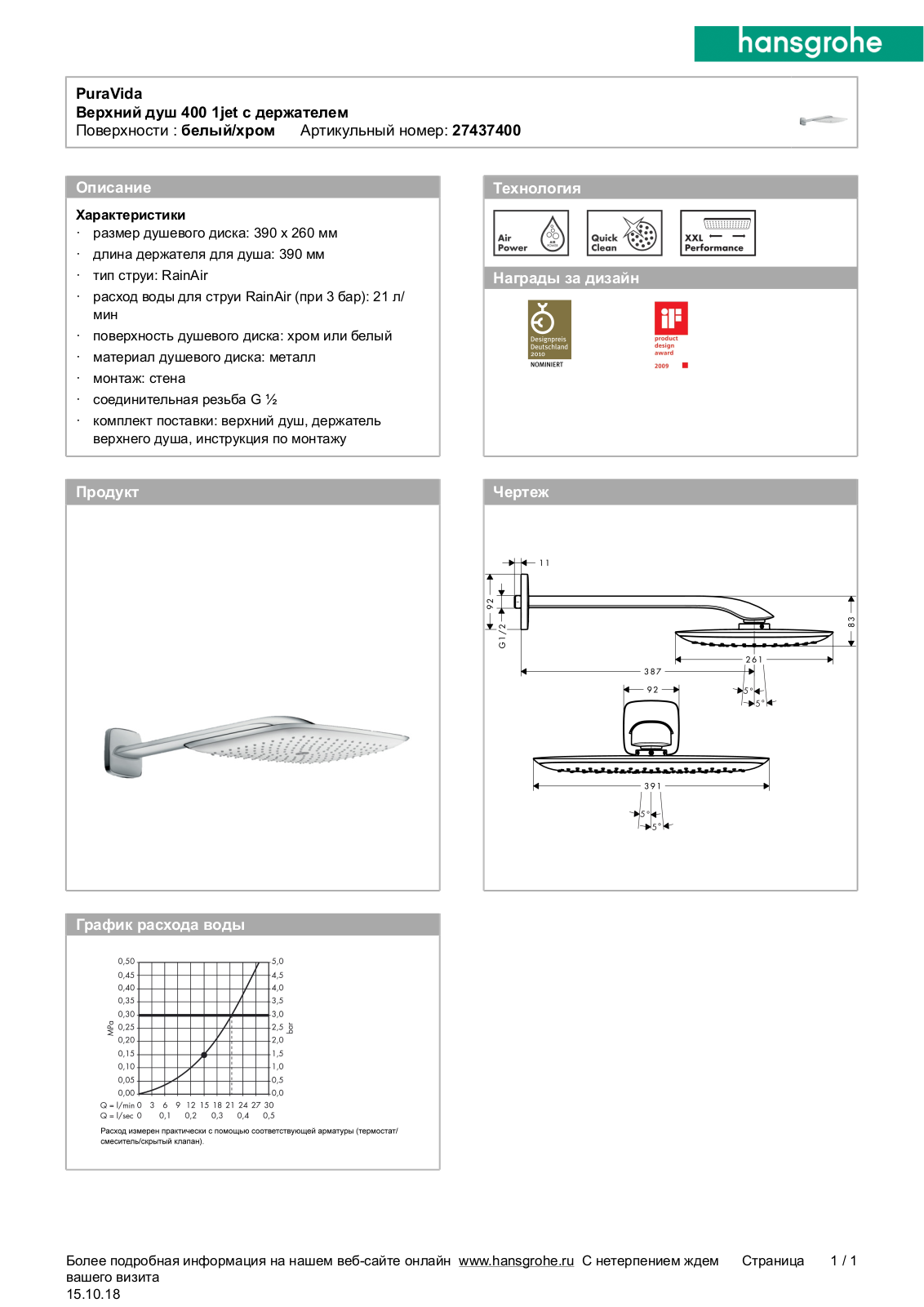 Hansgrohe 27437400 User Manual