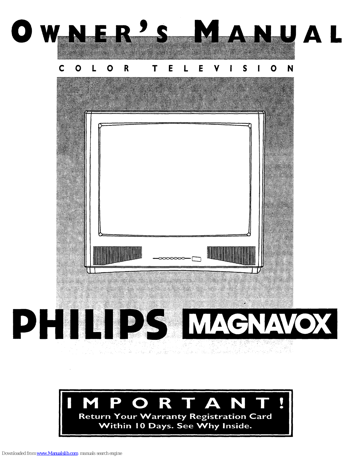 Philips COLOR TV 27 INCH TABLE TS2754C Owner's Manual