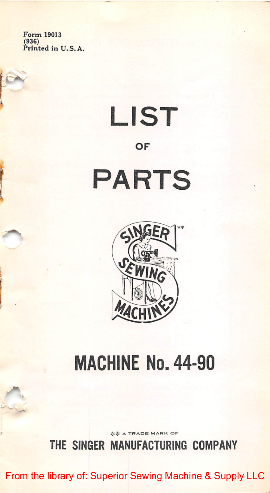 Singer 44-90 User Manual - ManualMachine.com