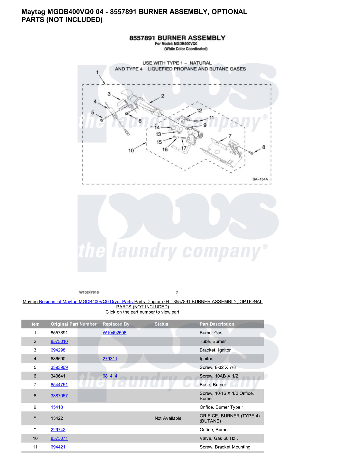 Maytag MGDB400VQ0 Parts Diagram