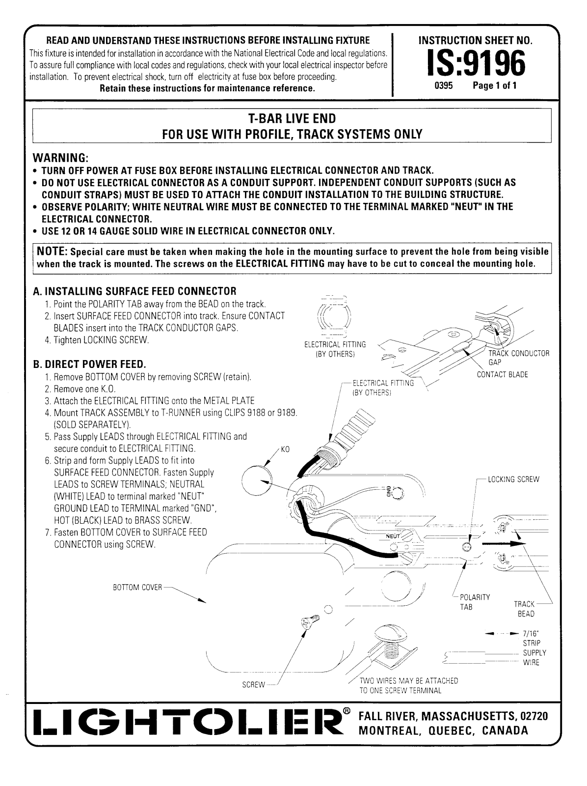 Lightolier 9196 User Manual - ManualMachine.com