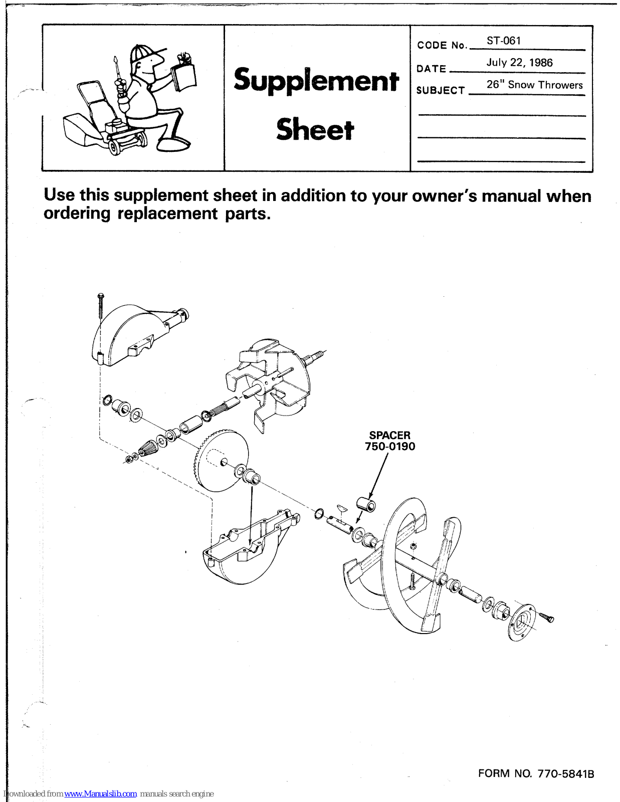 MTD ST-061 Supplemental Sheet