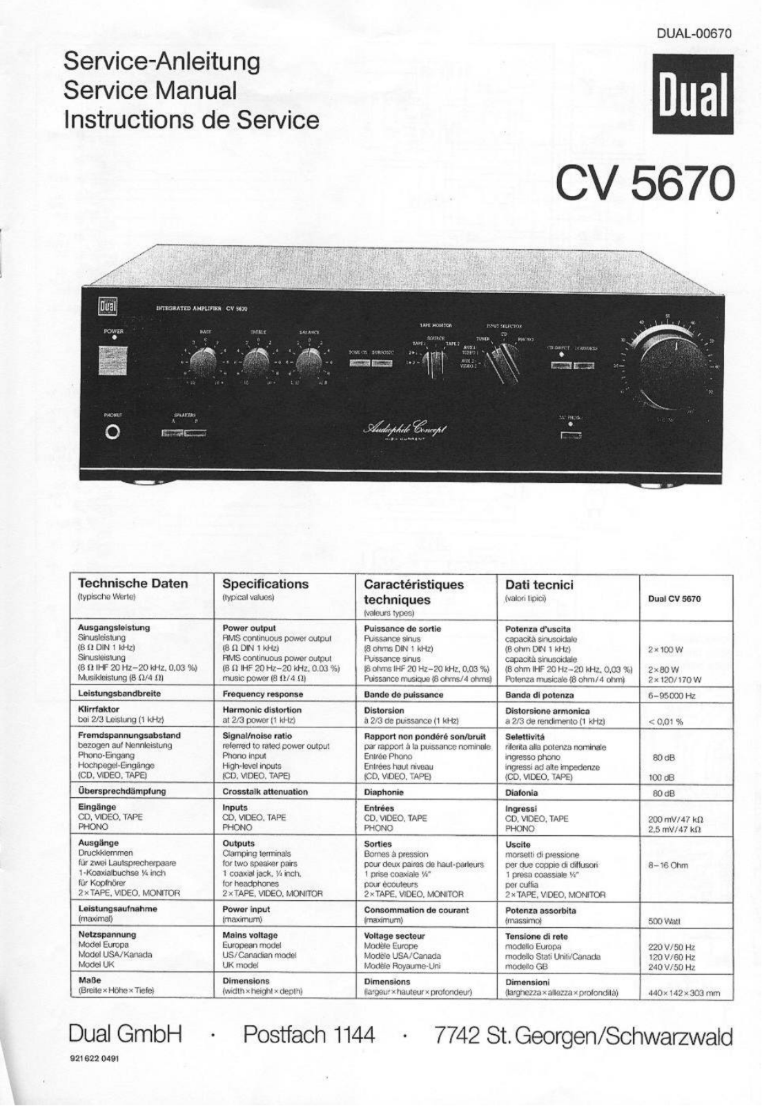 Dual CV-5670 Service manual