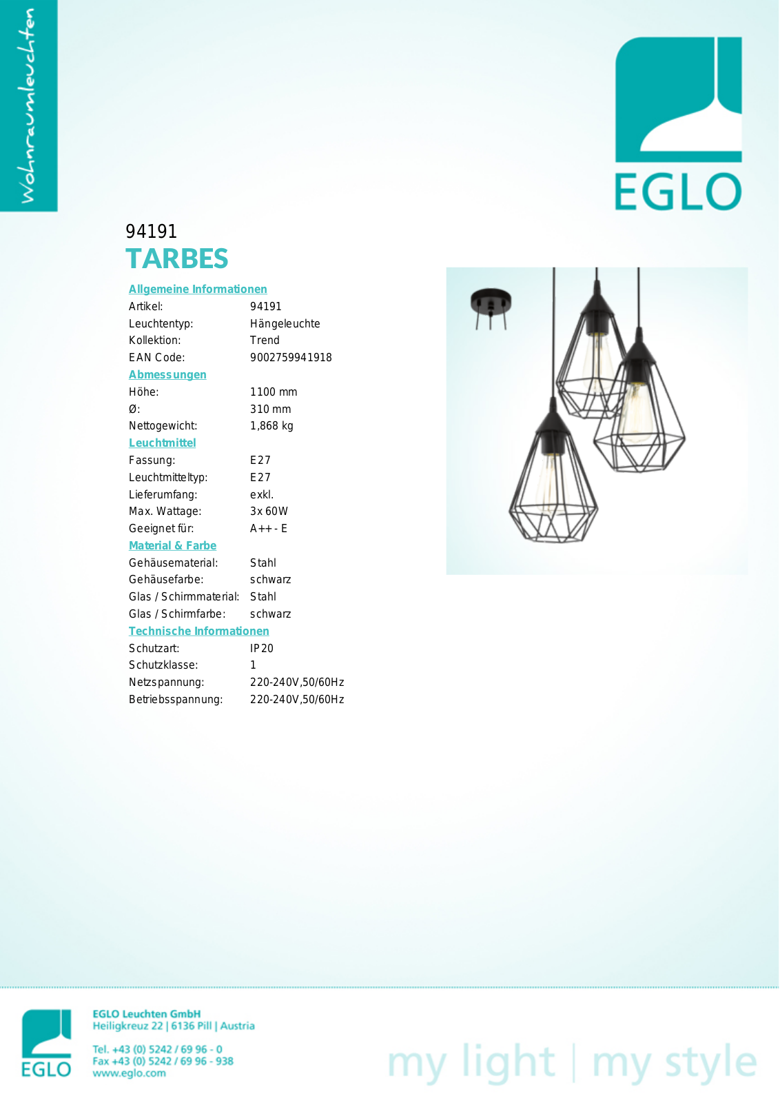 Eglo 94191 Service Manual