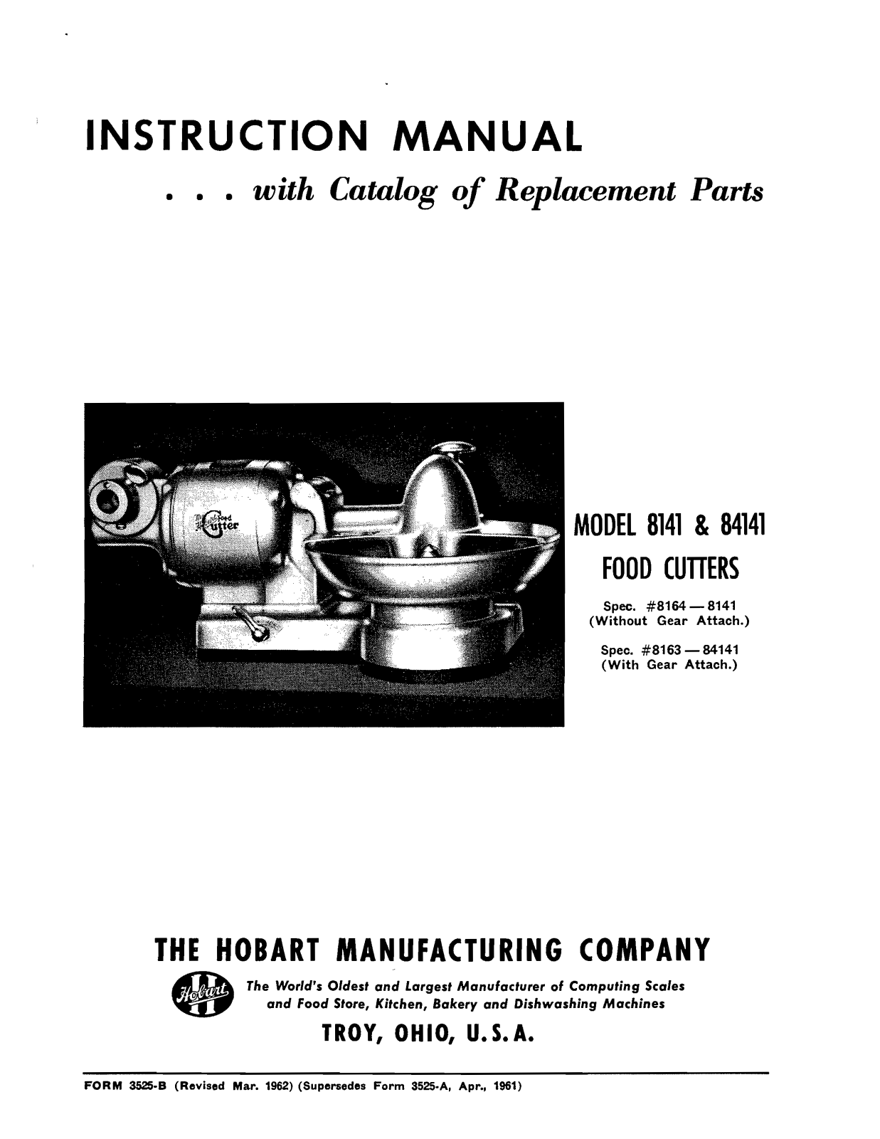 Hobart 8141 Installation Manual