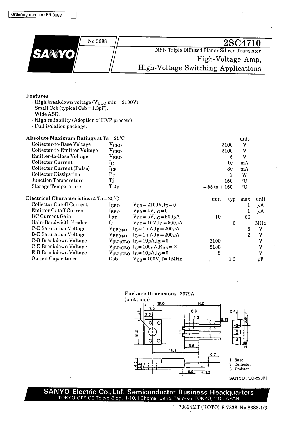 SANYO 2SC4710 Datasheet