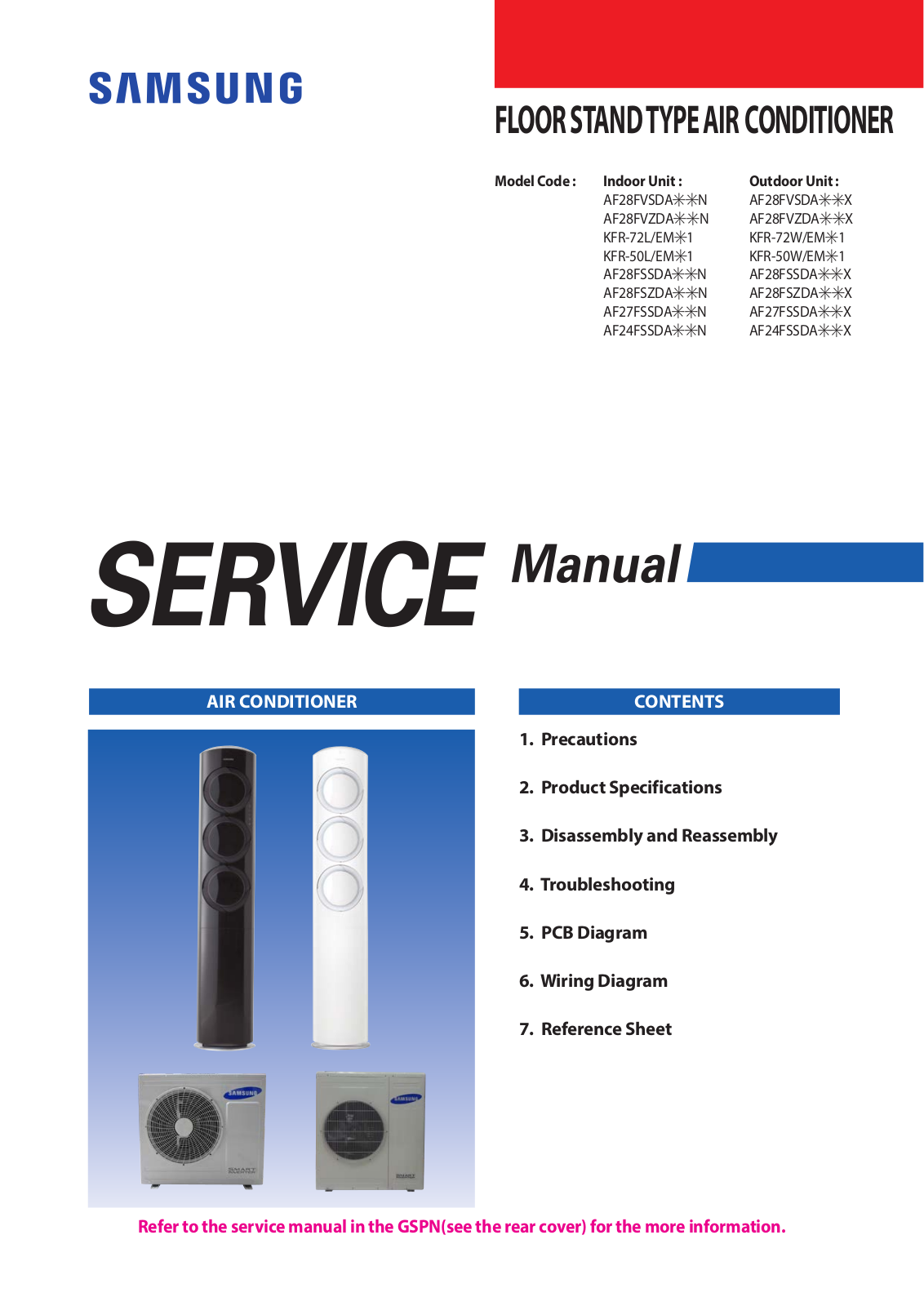 Samsung AF28FVSDADFN, AF28FVZDAWKN, AF28FVSDADFX, AF28FVZDAWKX Service Manual