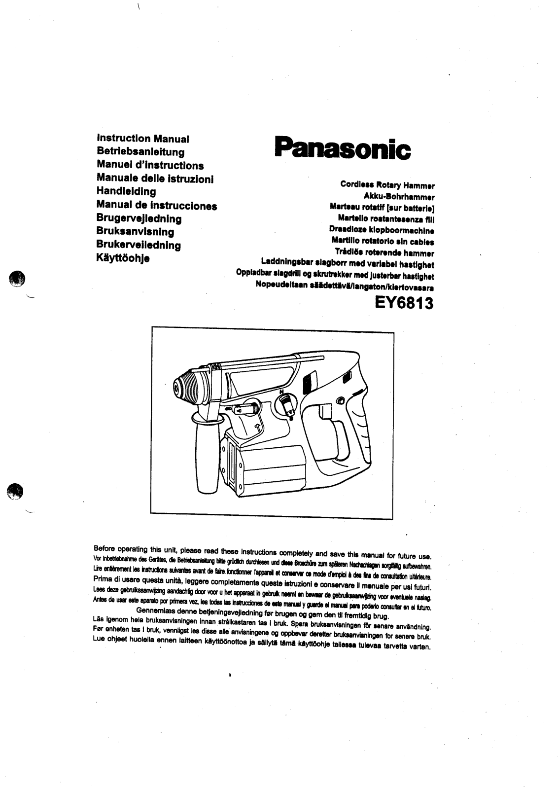 Panasonic EY6813 Operating Instruction