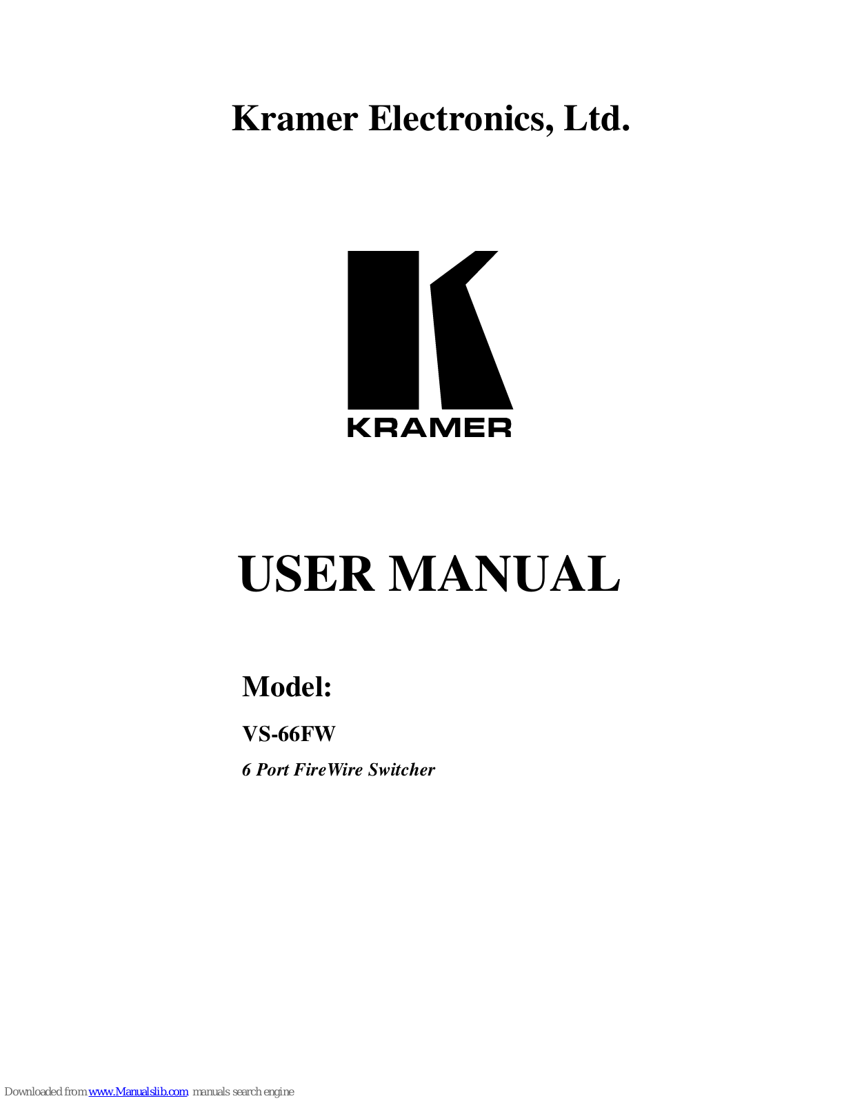 Kramer VS-66FW User Manual