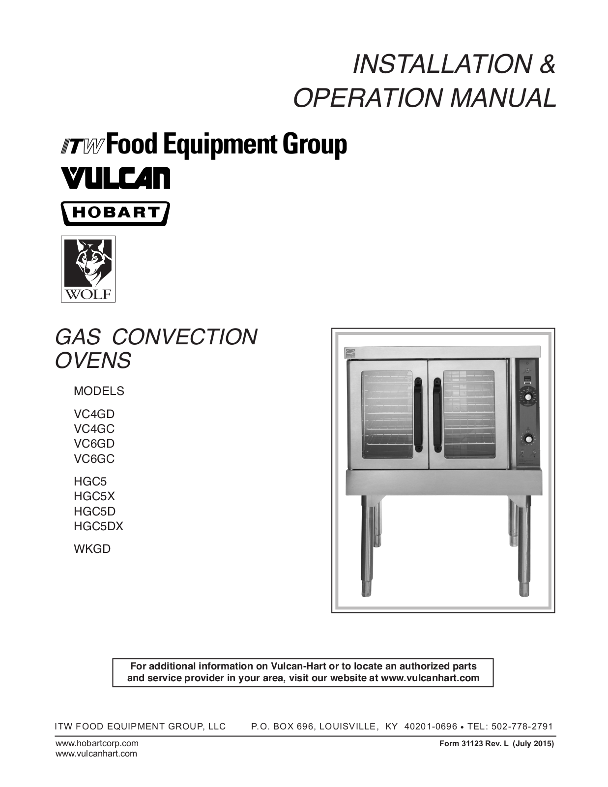 Hobart Food Machines HGC5 Installation  Manual