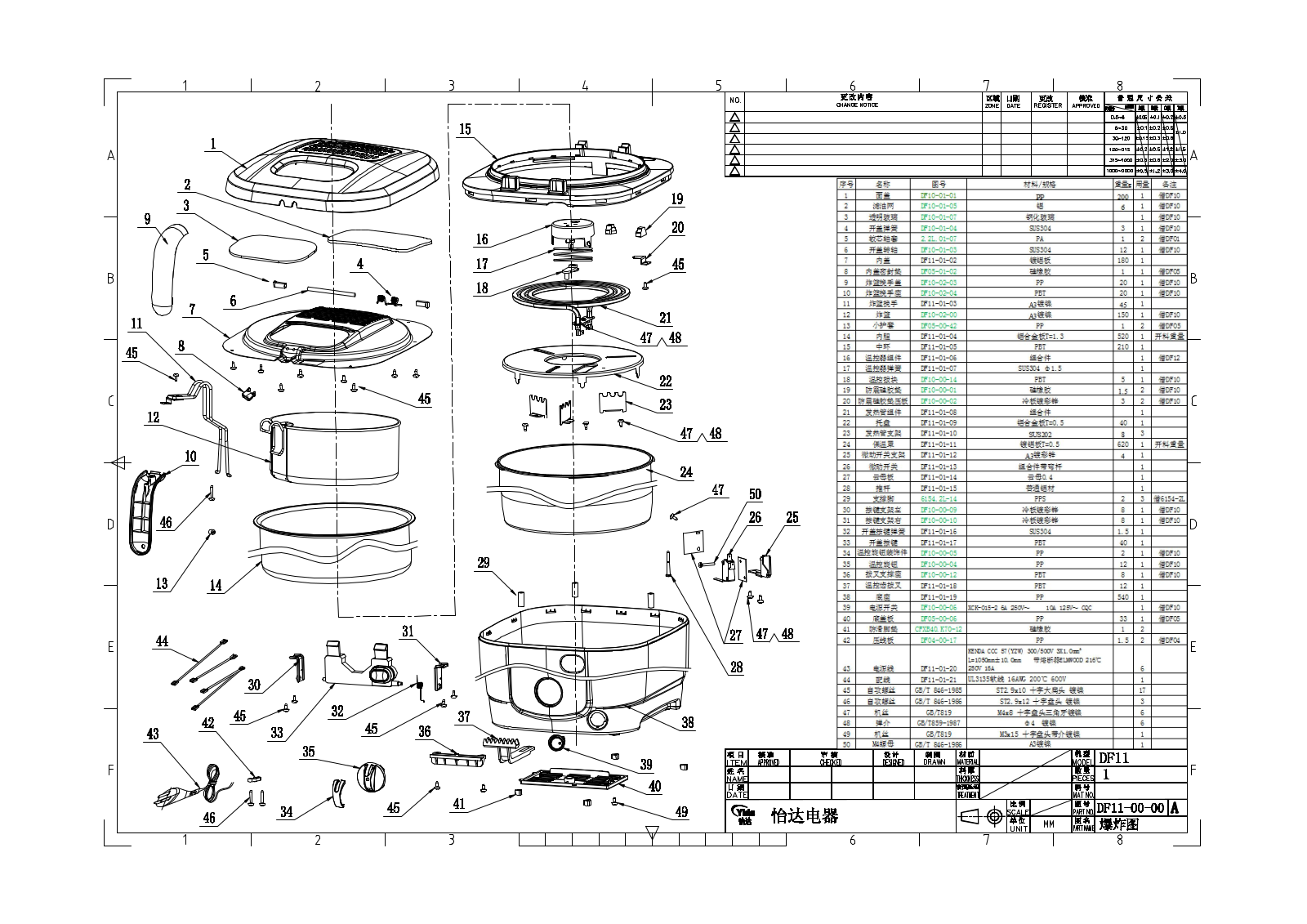 Vitek DF11 exploded views