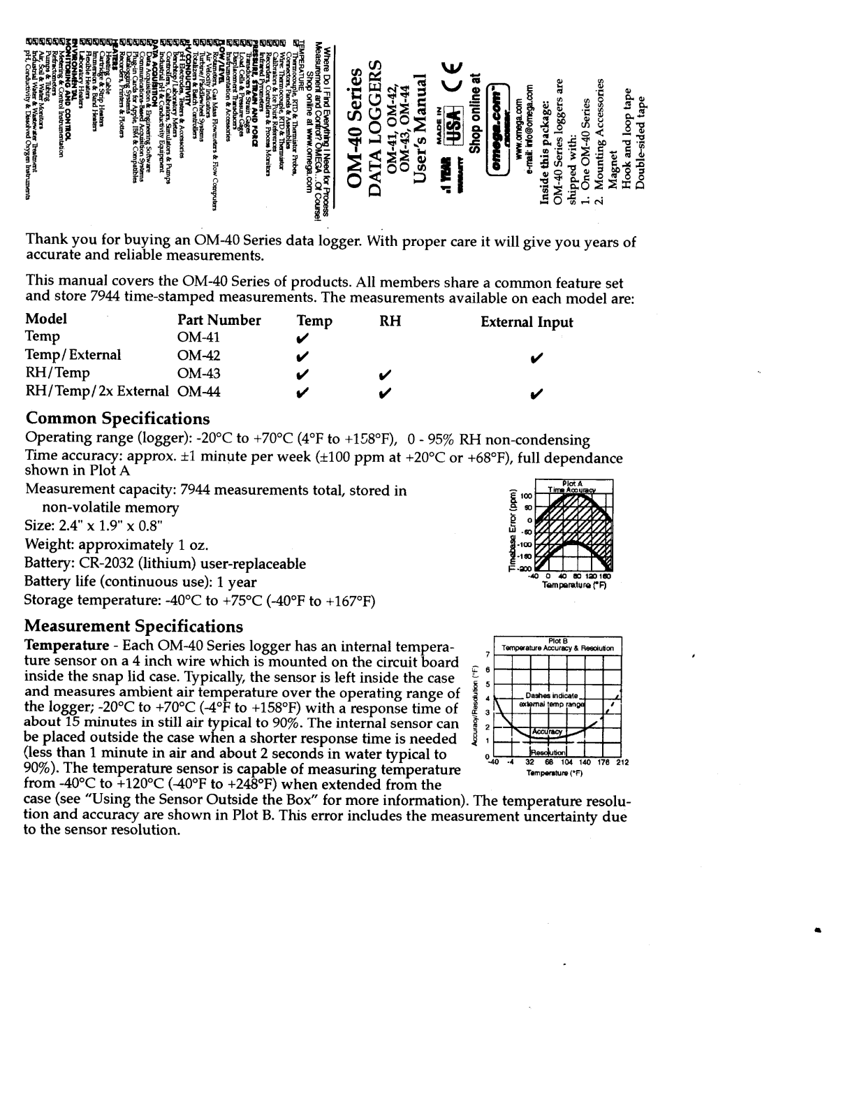 Omega Products OM-40 Installation  Manual