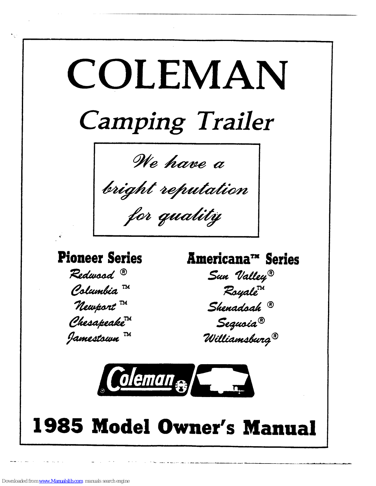 Coleman 1985 Owner's Manual