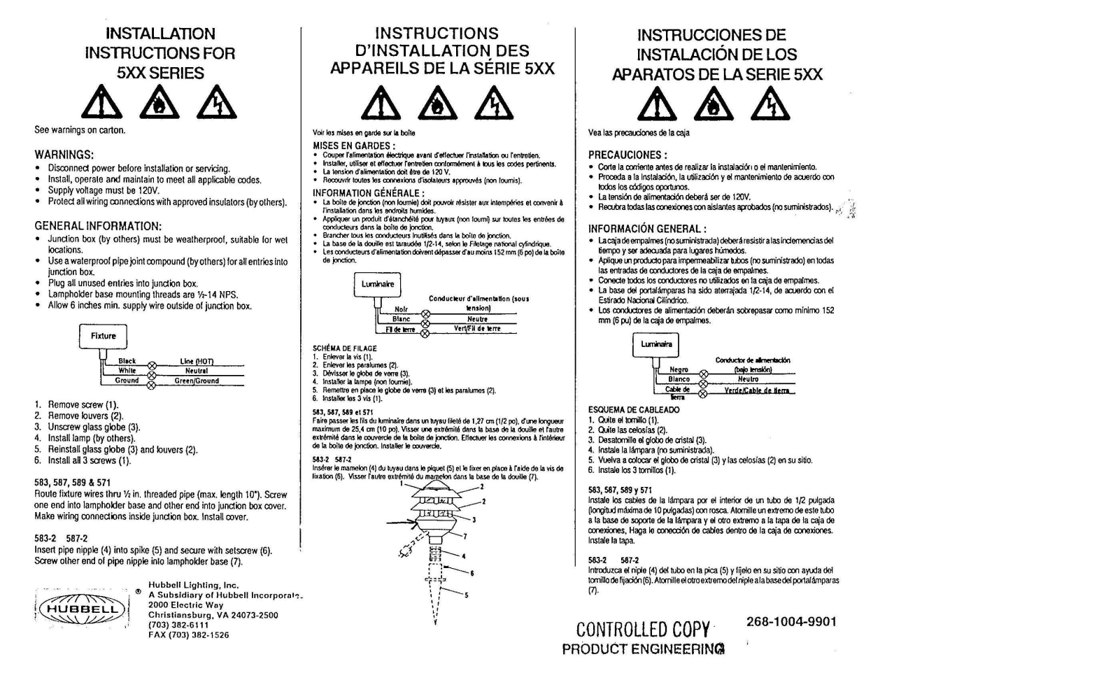 Hubbell lighting 583, 587, 571 User Manual