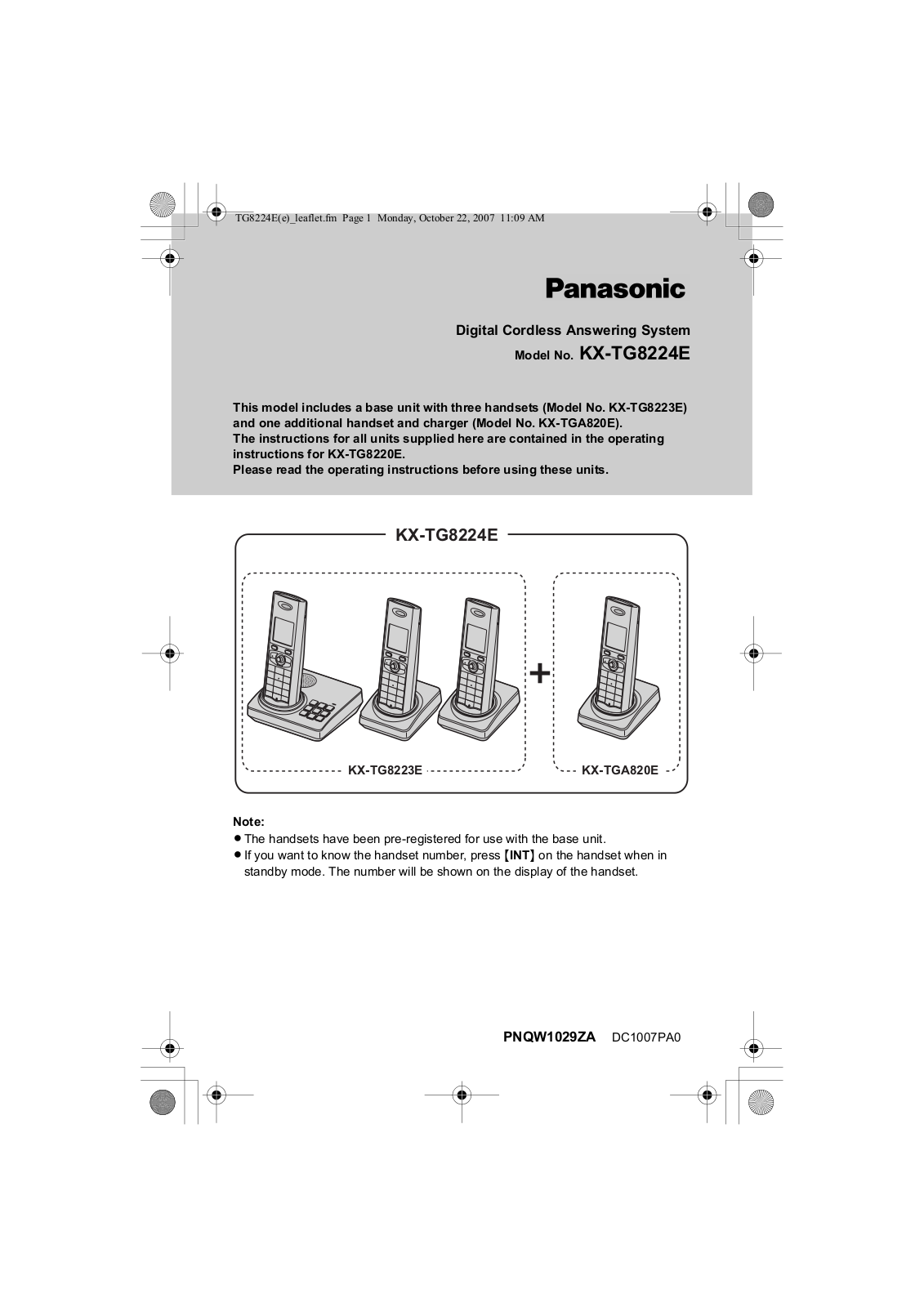 Panasonic KX-TG8224E User Manual