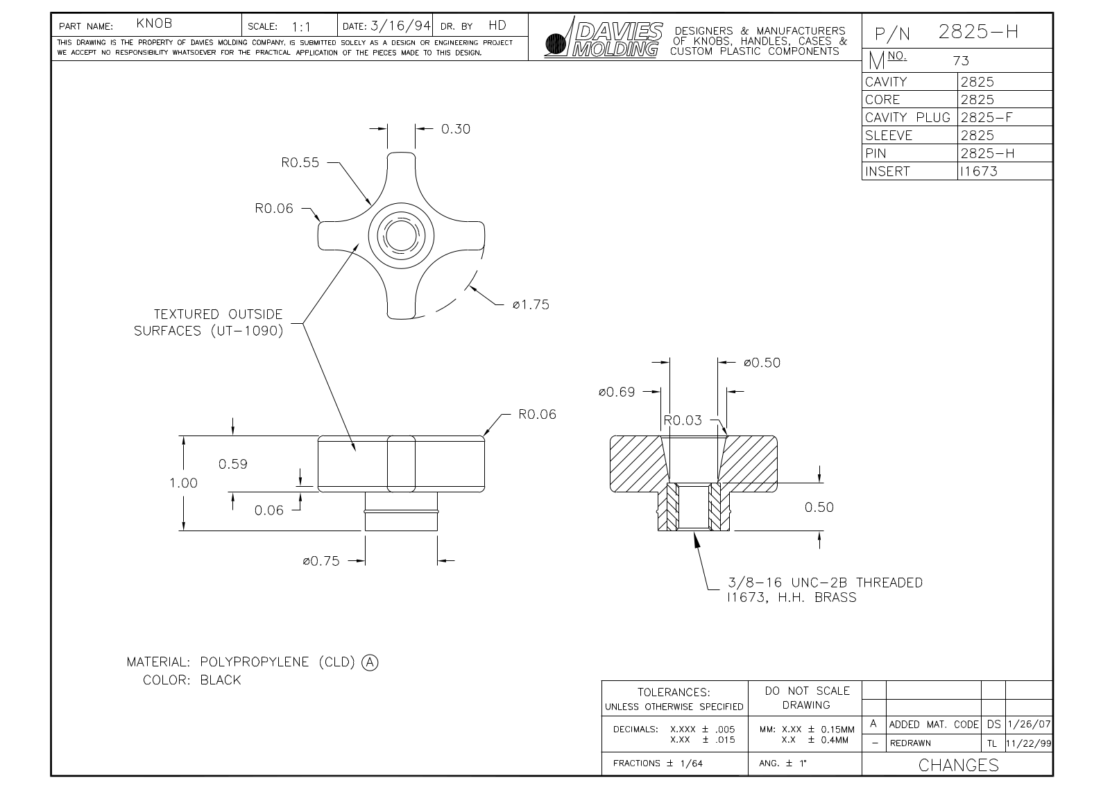 Davies Molding 2825-H Reference Drawing