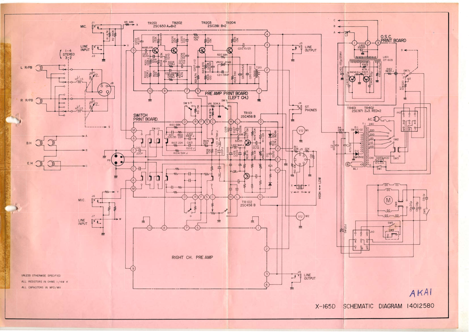 Akai X-165-D Schematic