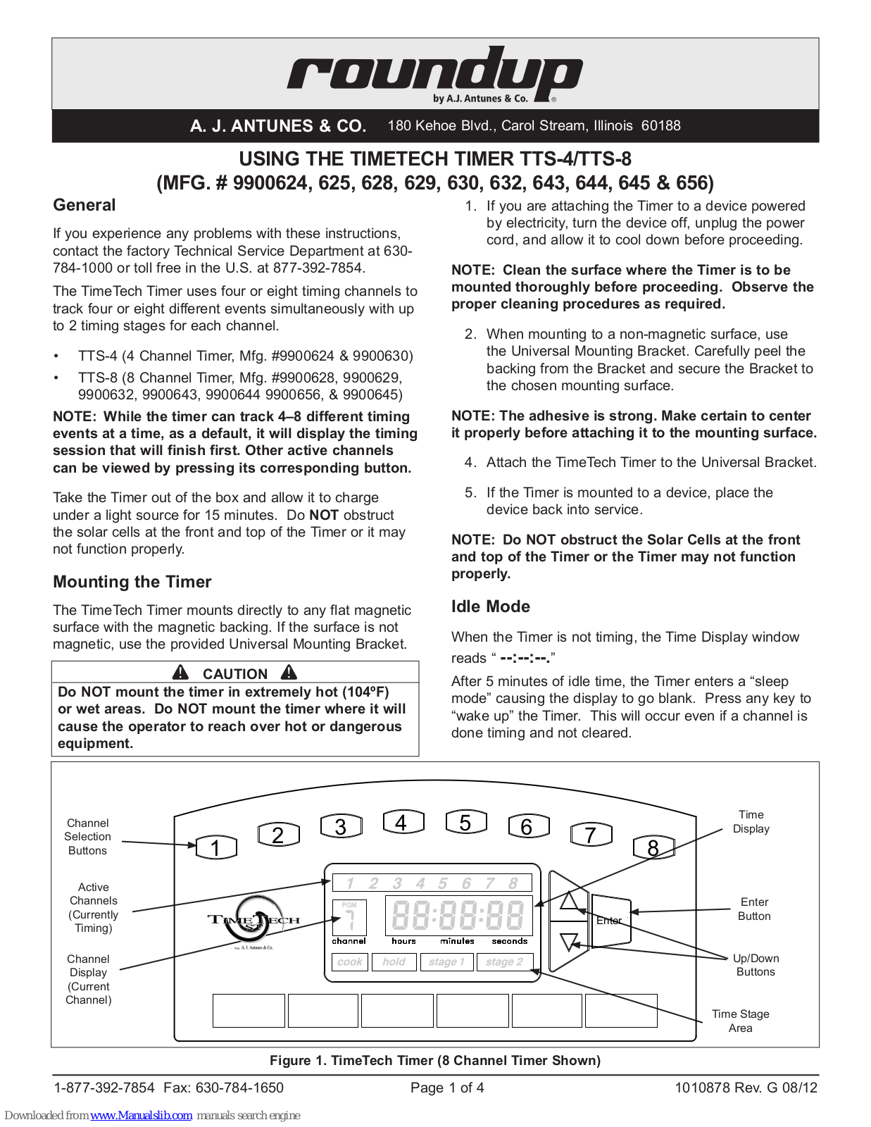 Roundup TIMETECH TTS-4, TIMETECH TTS-8 Using Instructions