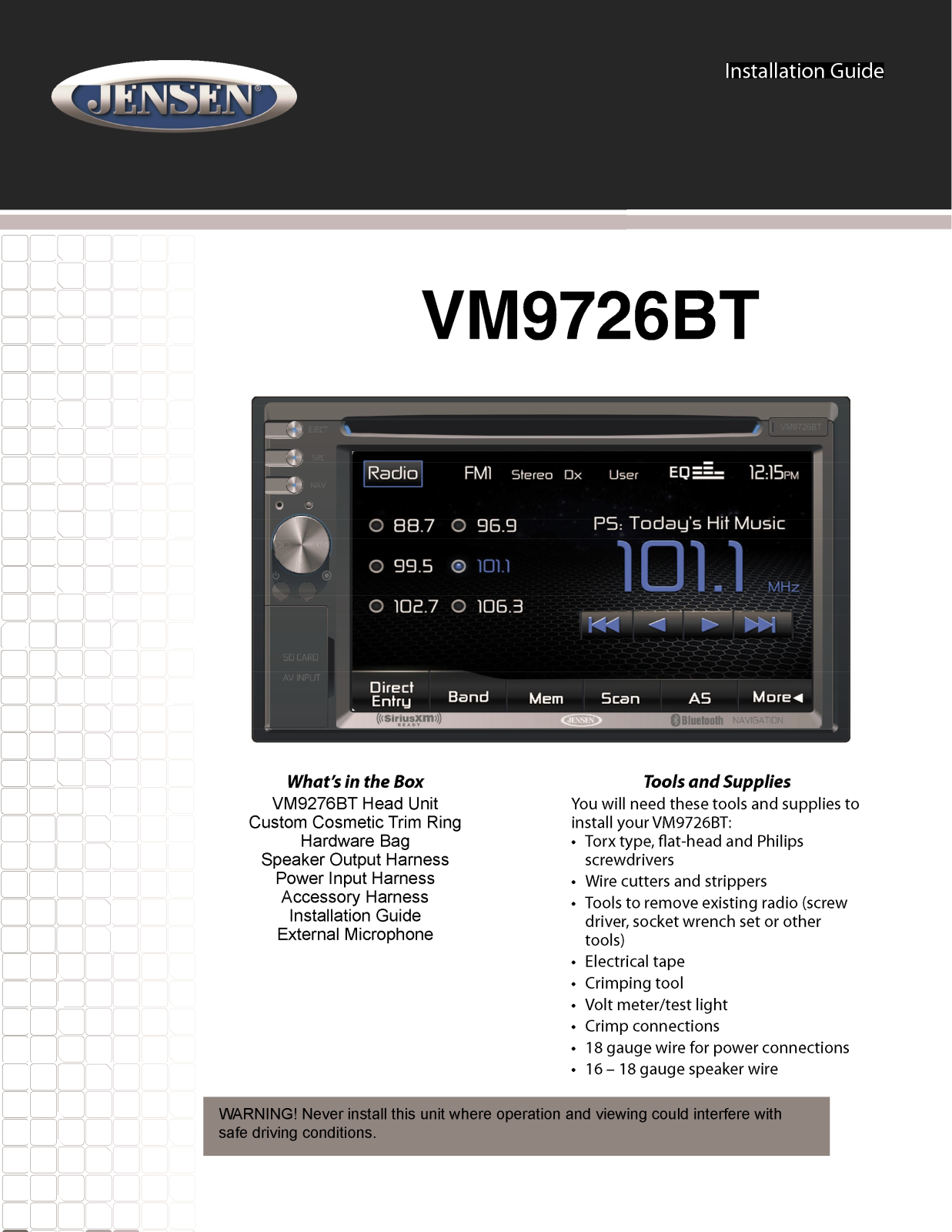 Jensen VM9726BT User Manual