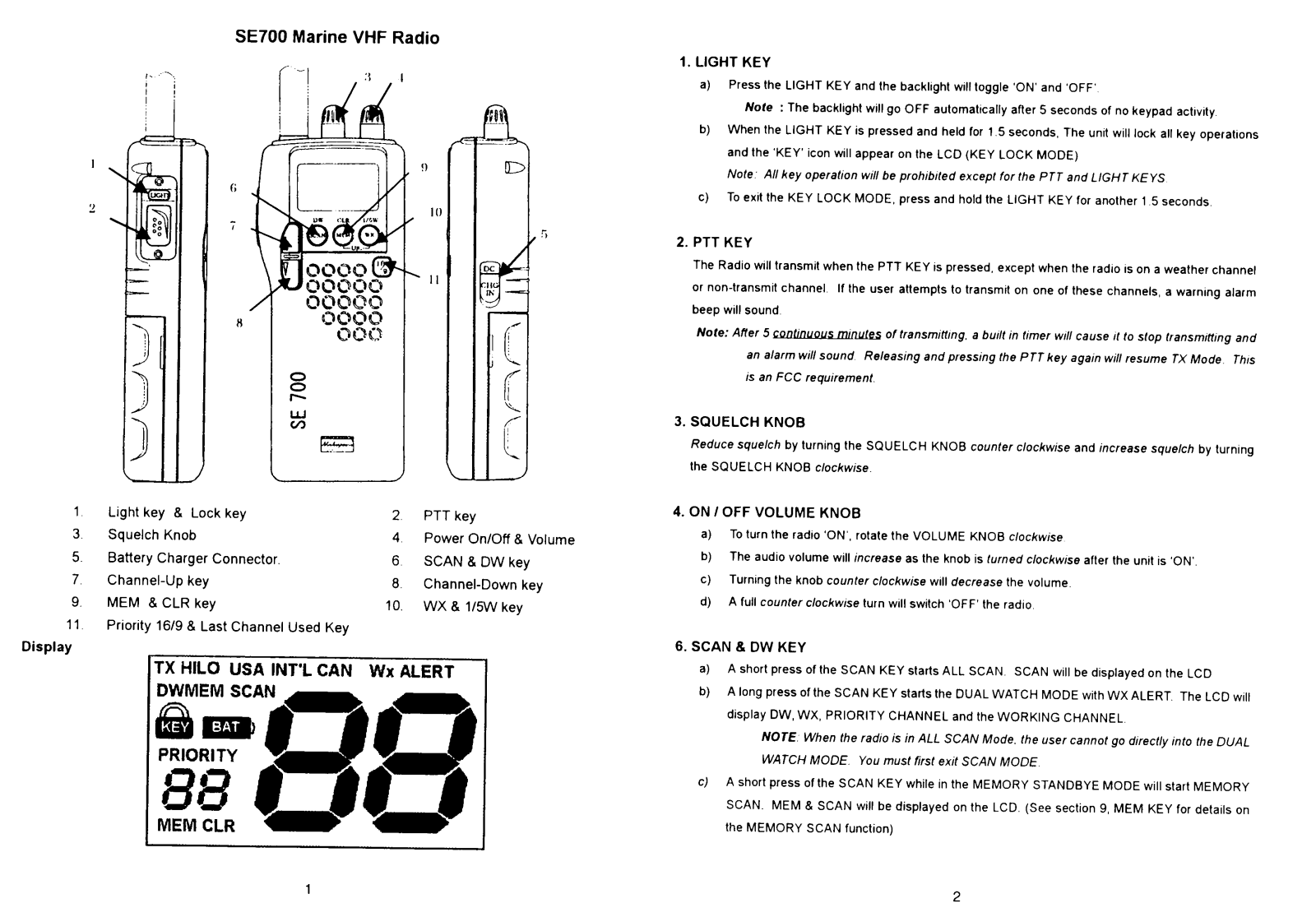 Shakespeare Electronic SE 700 User Manual