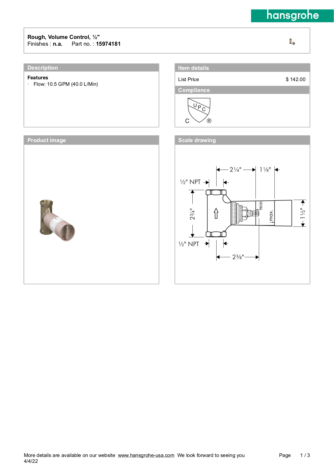 Hansgrohe HAN3372 Specifications - ManualMachine.com