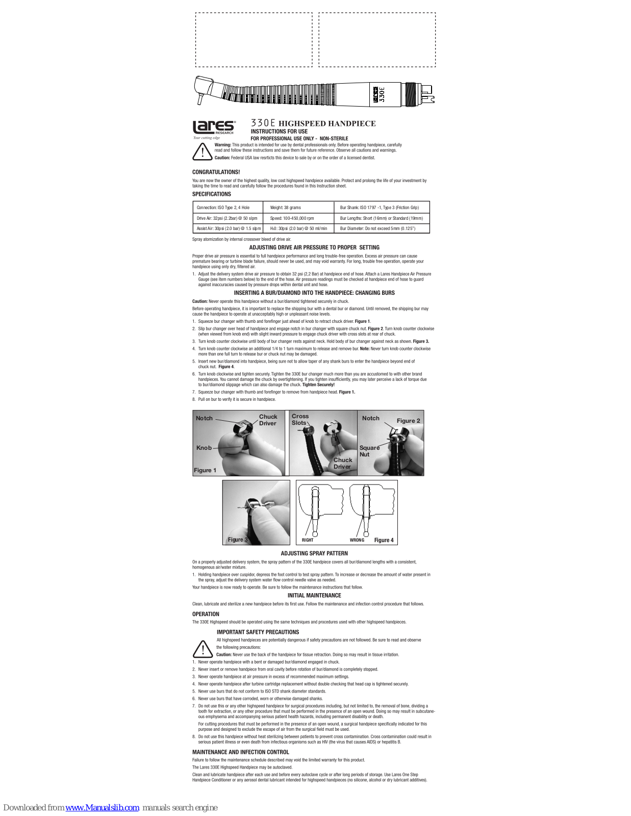 Lares 330E Instructions For Use Manual