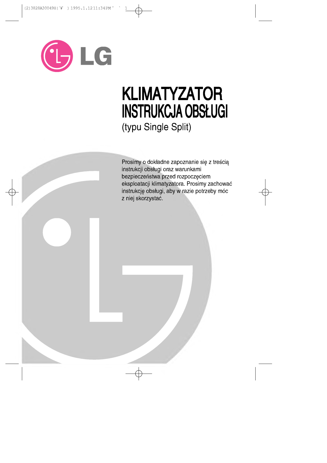 Lg LS-L1260CL, LS-L1260HL, LS-K1860HL, LS-K1860CL, LS-K1863CL user Manual