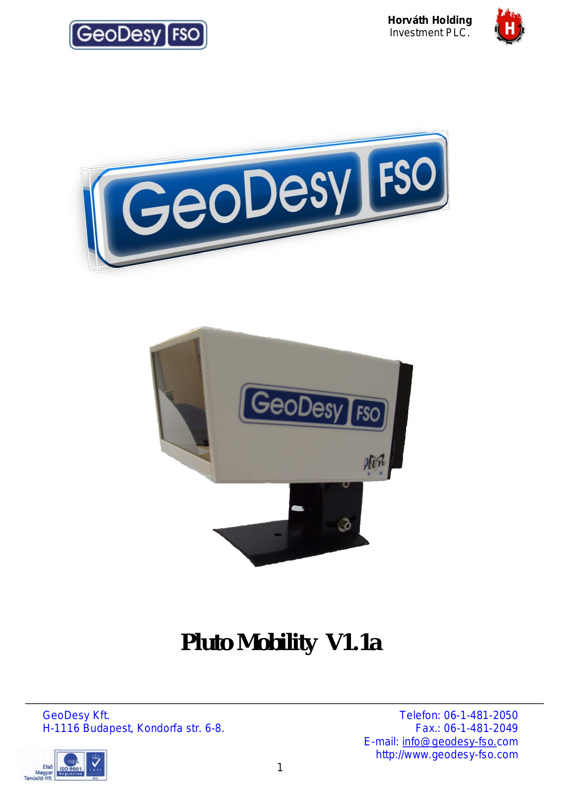 GeoDesy FSO Pluto Mobility User Manual