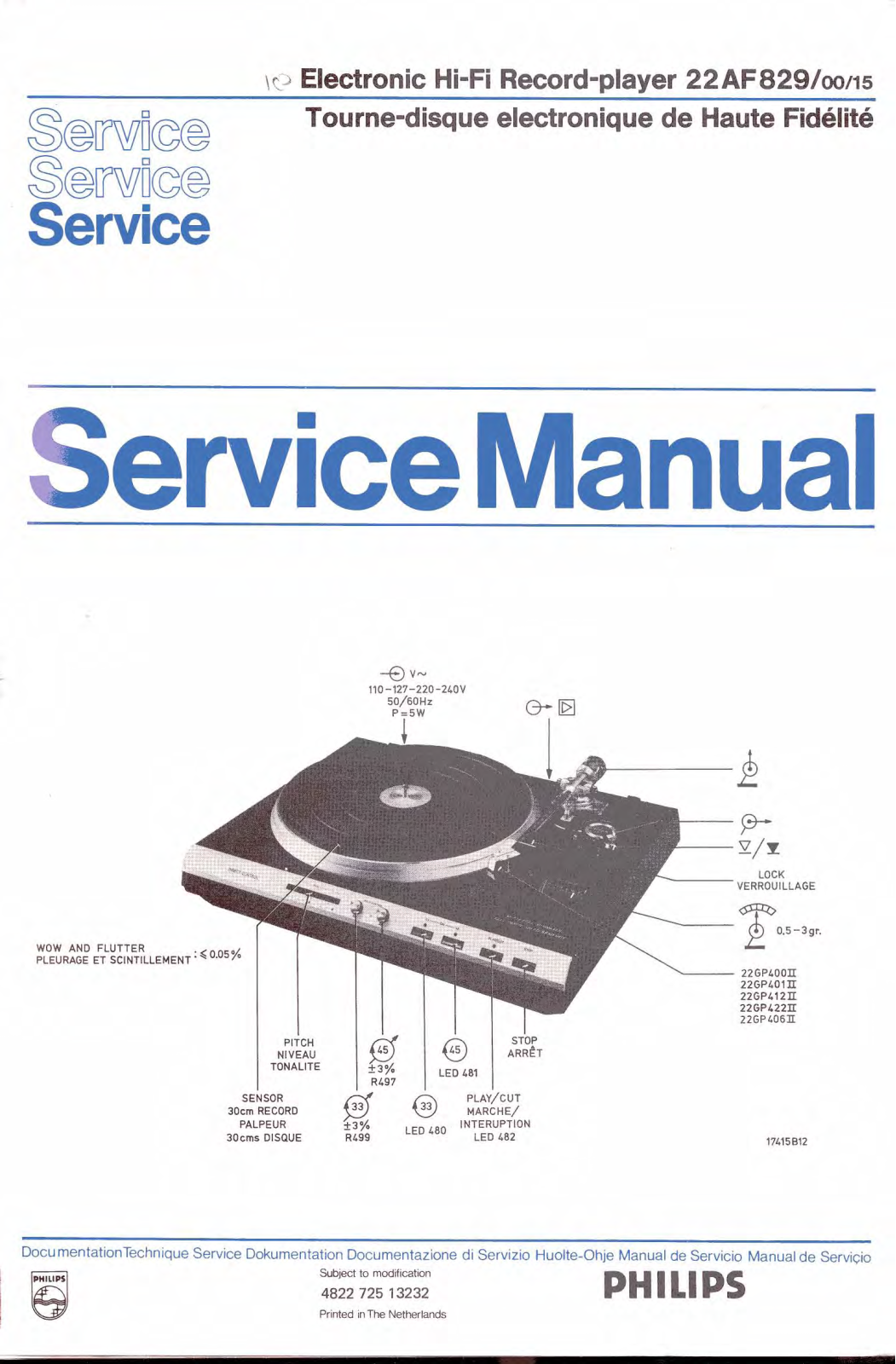 Philips 22-AF-829 Service Manual