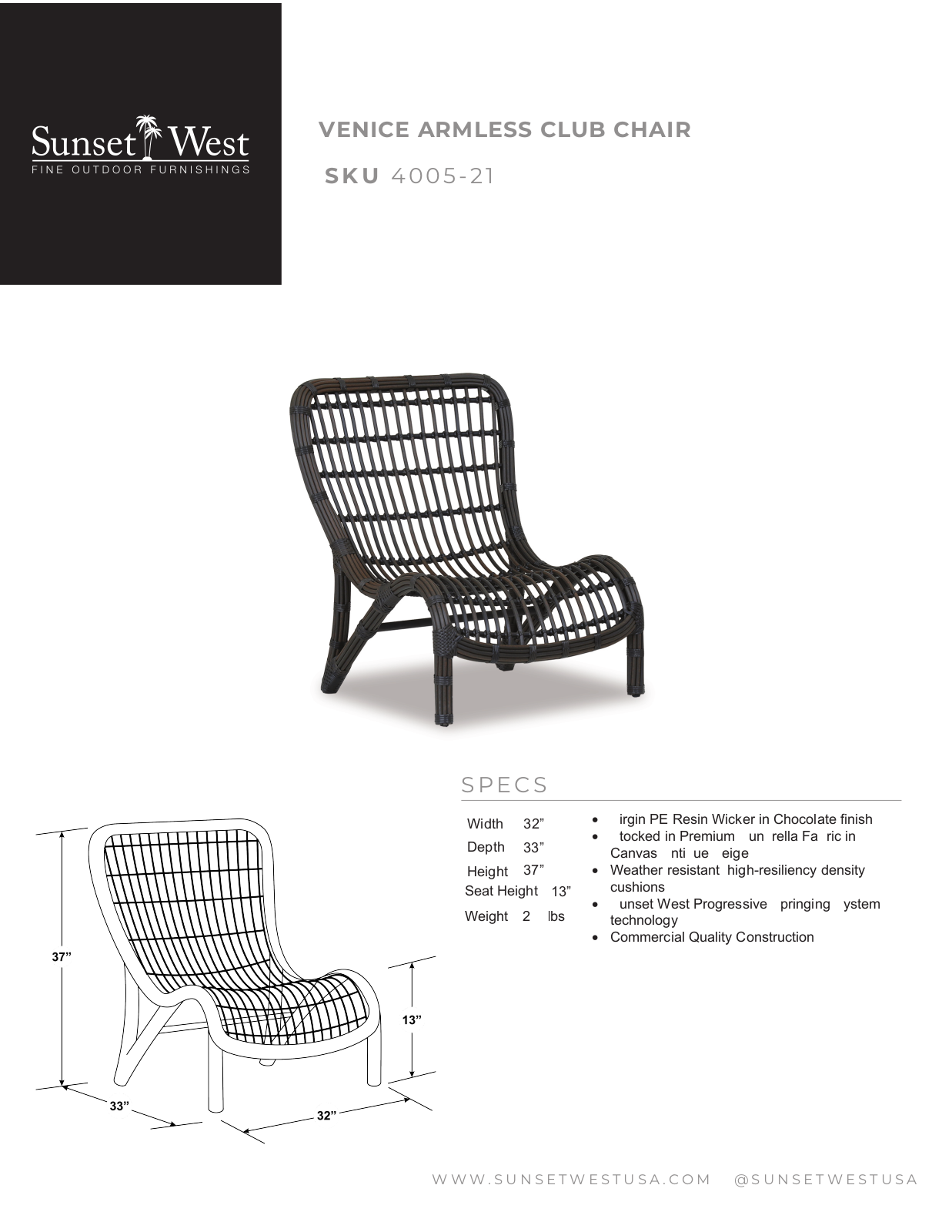 Sunset West XSW1681 Specifications - ManualMachine.com
