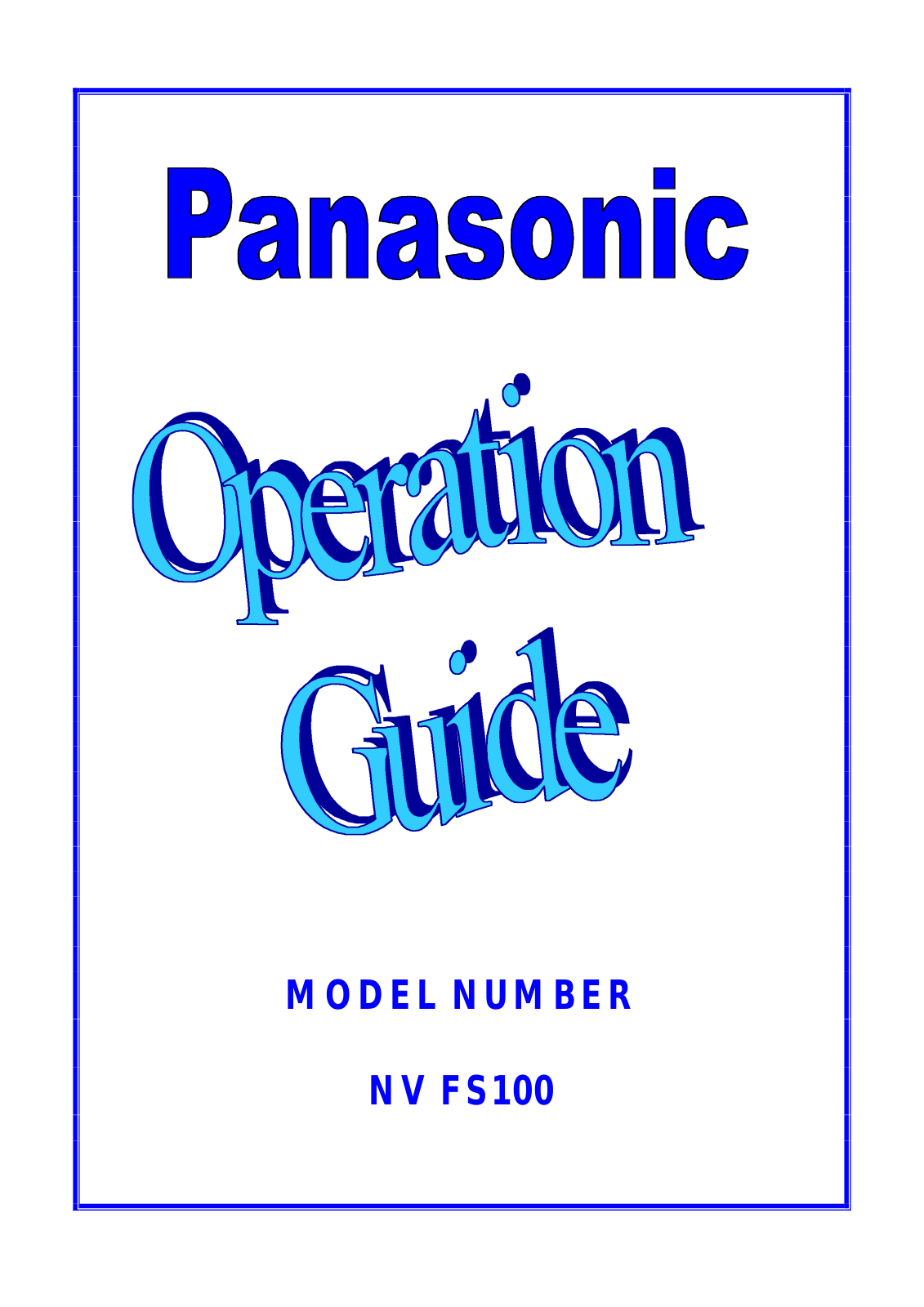 Panasonic NV-FS100 User Manual
