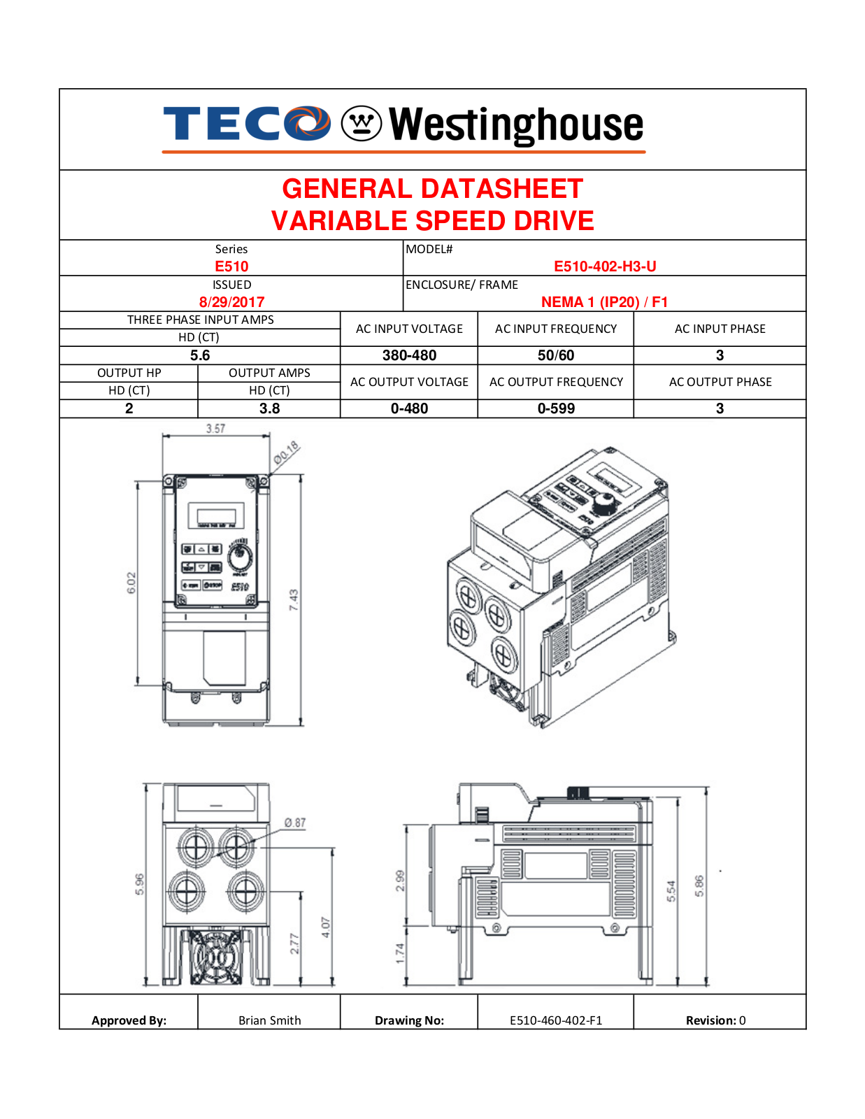 Teco E510-402-H3-U Data Sheet