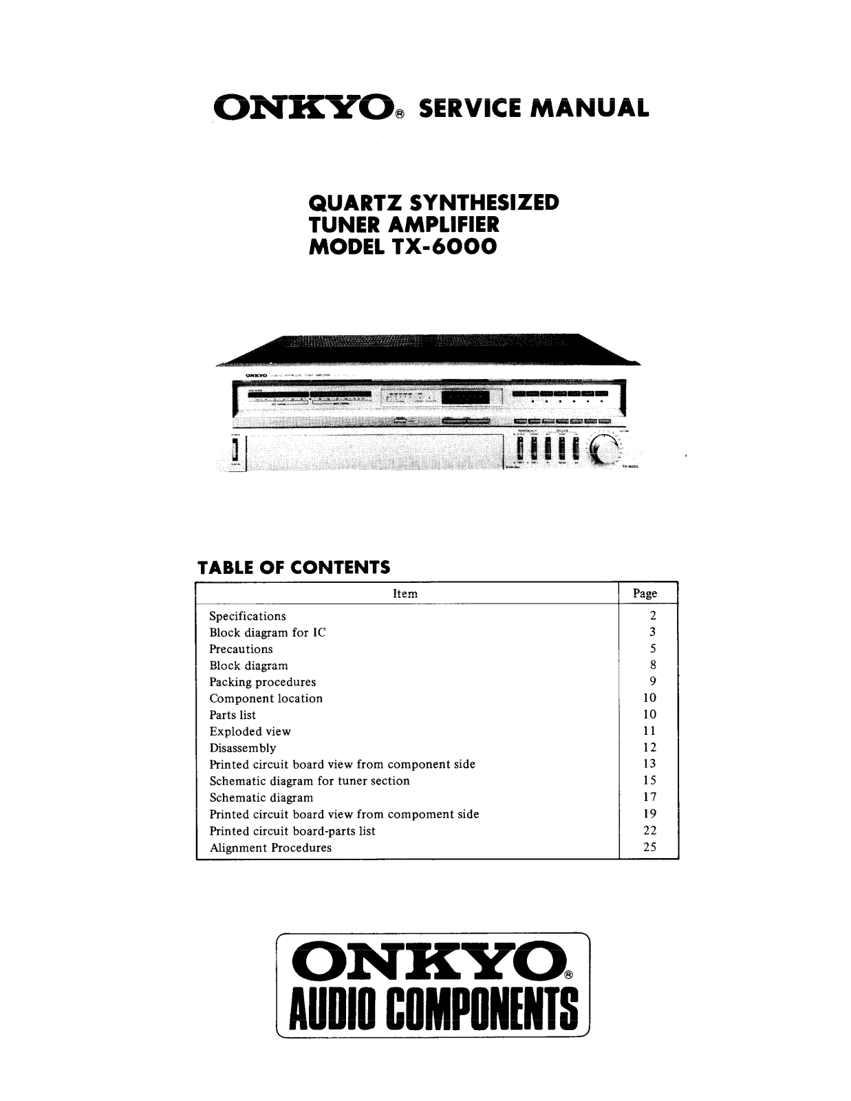 Onkyo TX-6000 Service manual