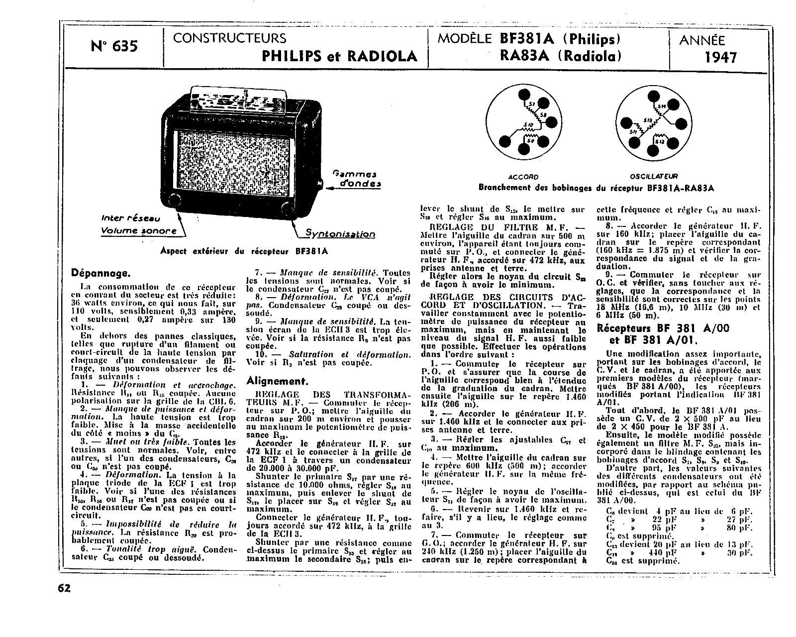 Philips BF-381-A Service Manual