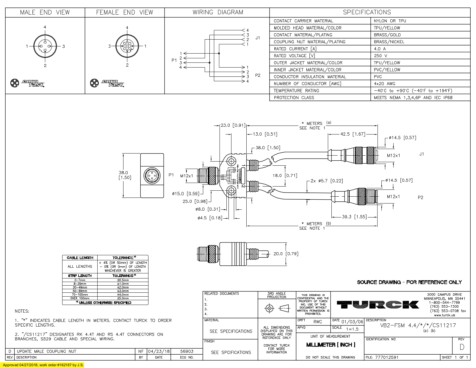 Turck VB2-FSM4.4/0.2/0.2CS11217 Specification Sheet