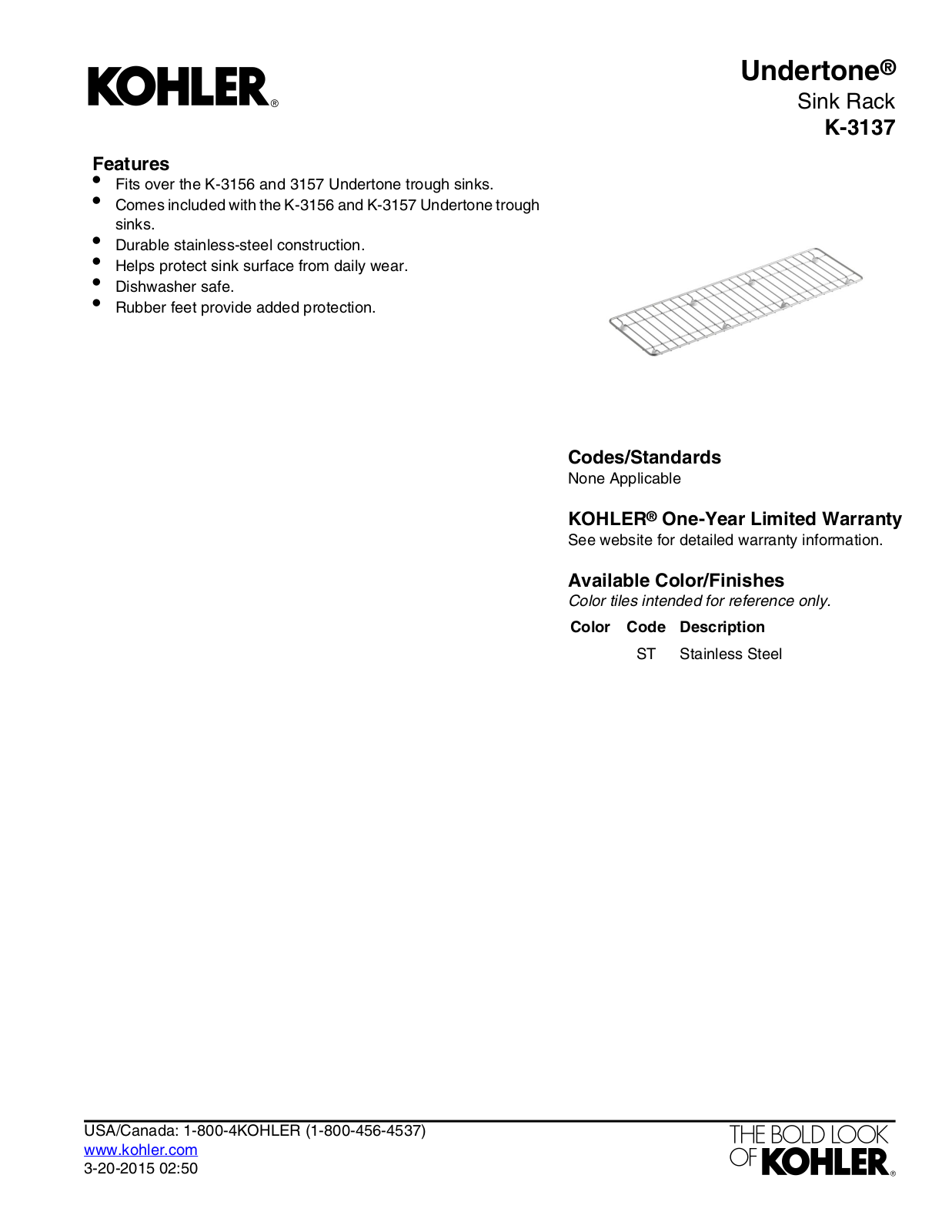 Kohler KOH2793 Specifications - ManualMachine.com