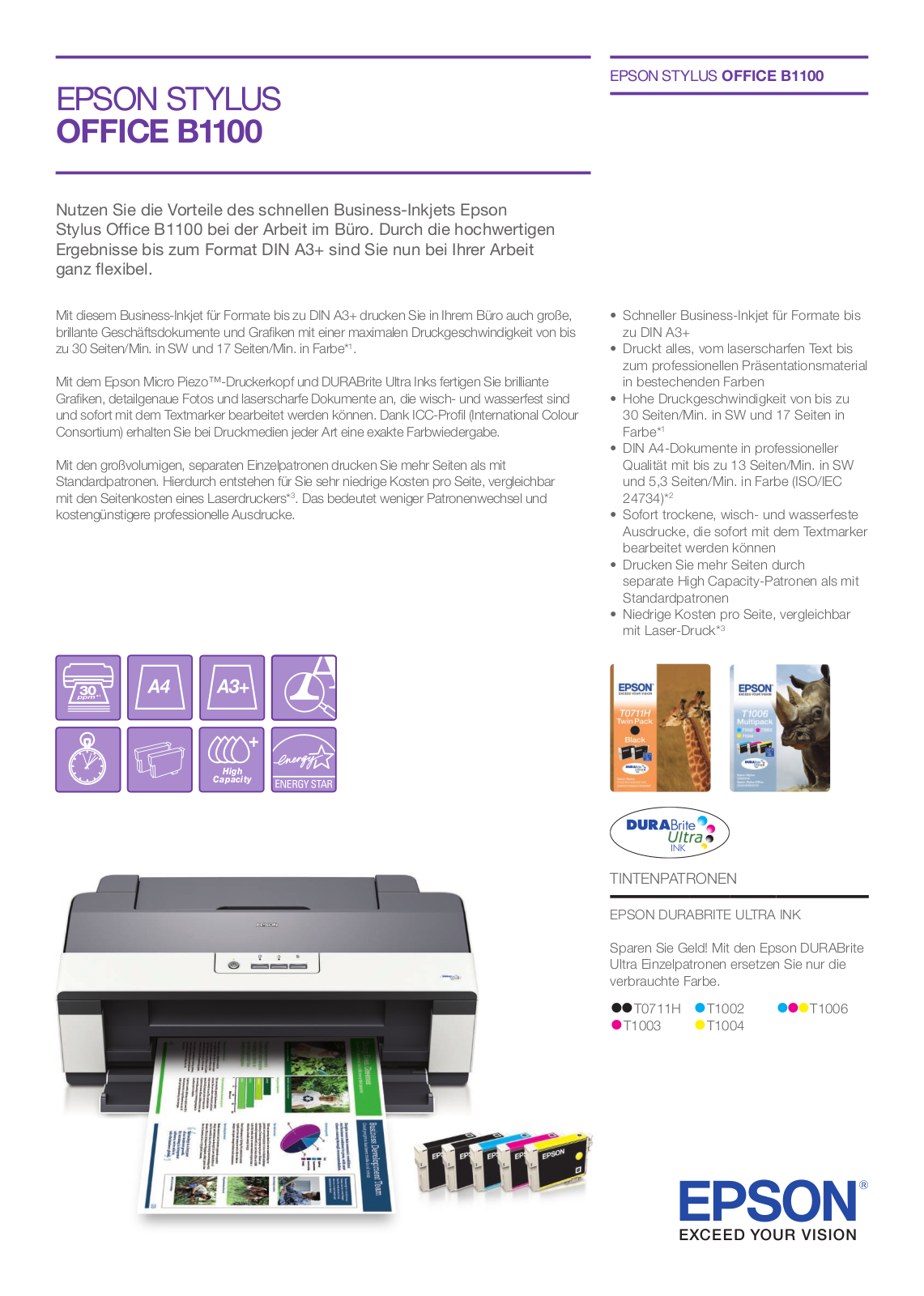 Epson STYLUS OFFICE B1100 DATASHEET