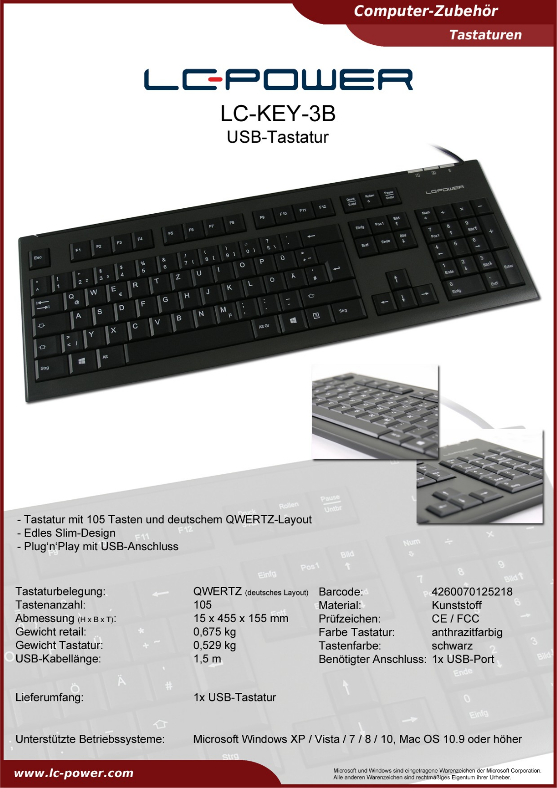 LC-Power LC-KEY-3B User Manual