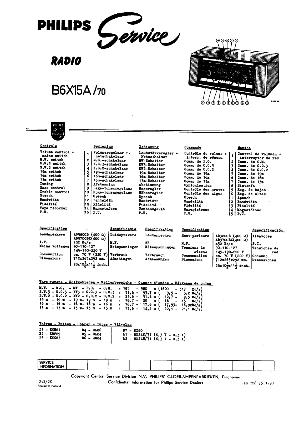 Philips B-6-X-15-A Service Manual