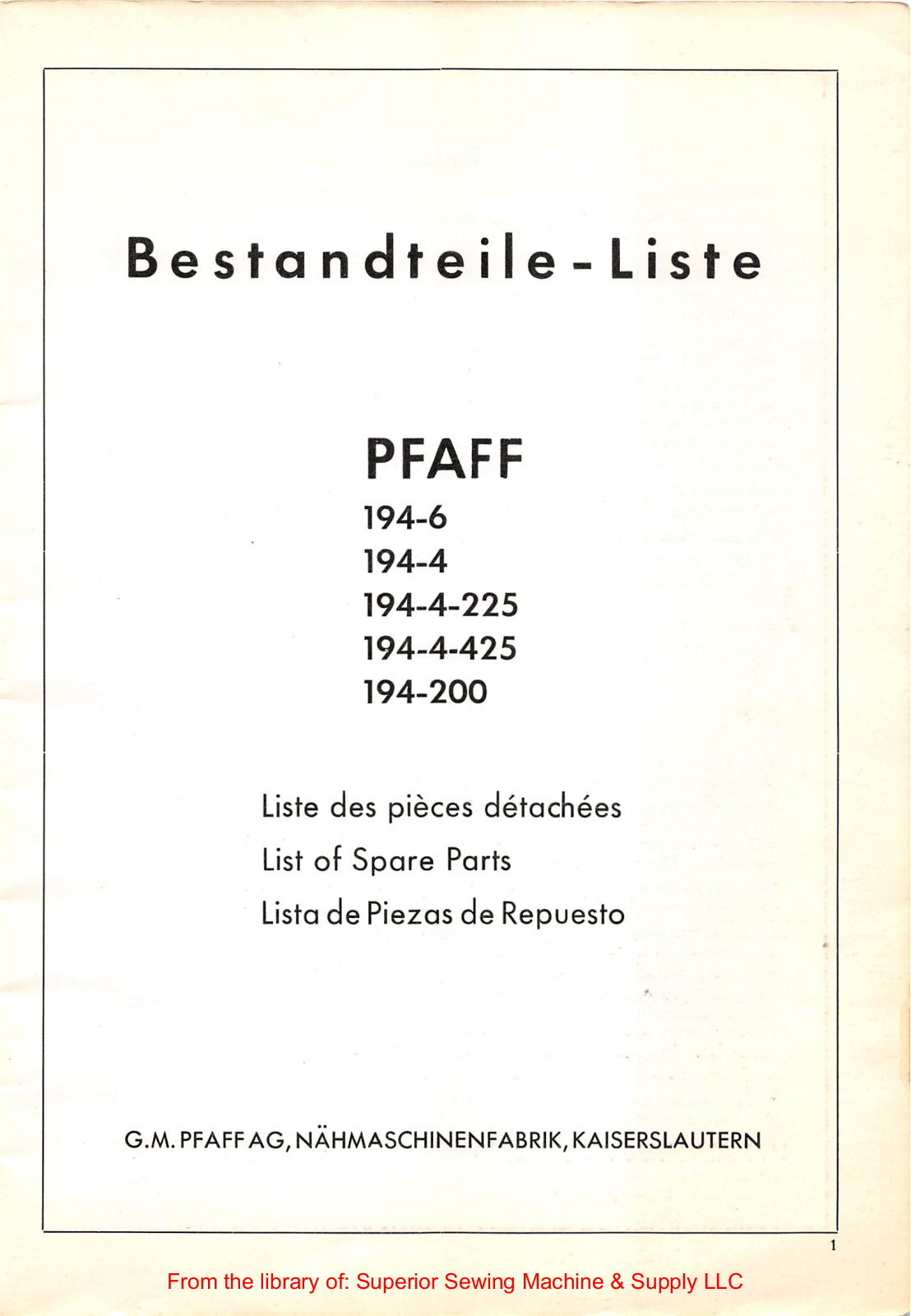 Pfaff 194 Manual