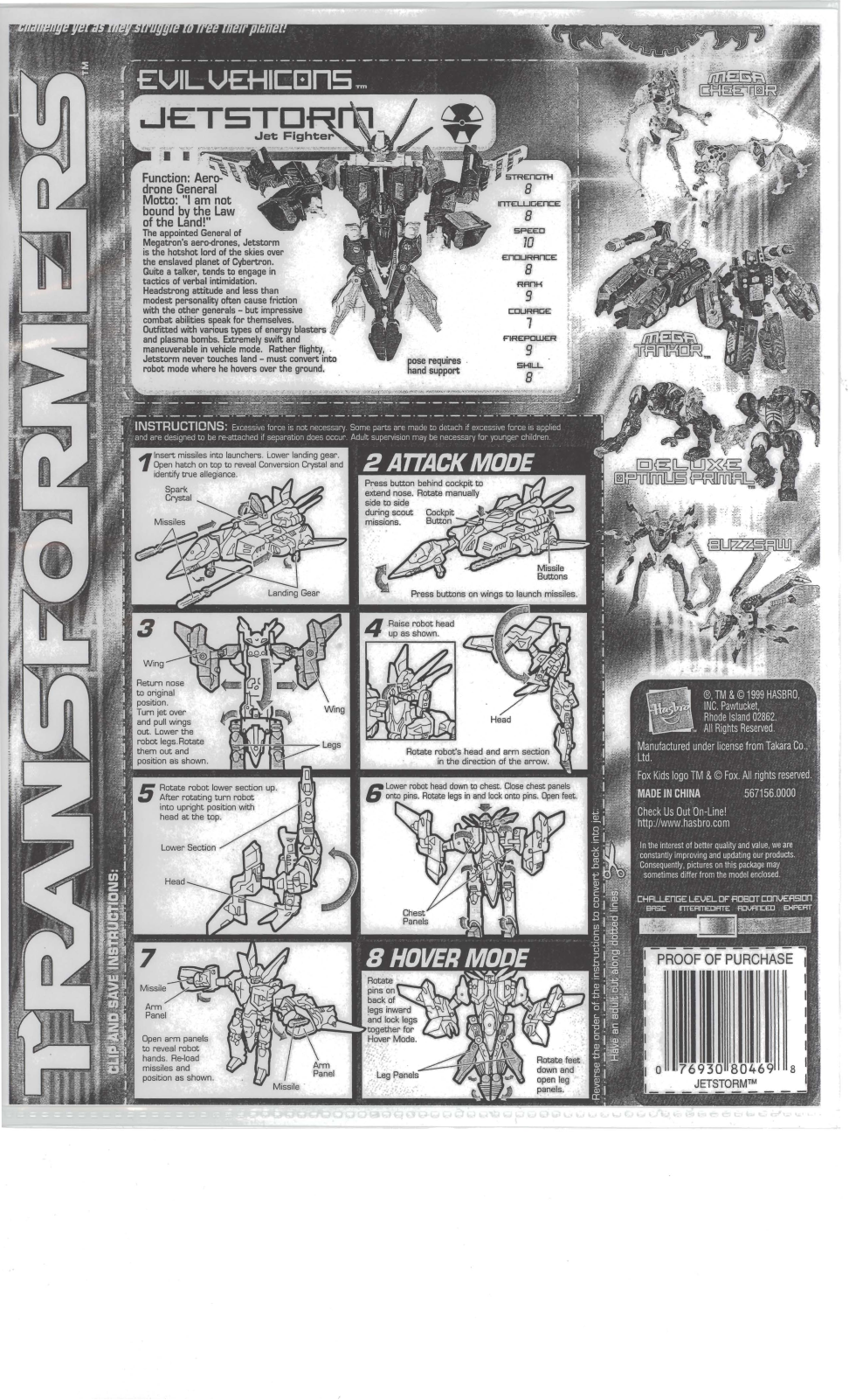 HASBRO Transformers Evil Vehicon Jetstorm User Manual