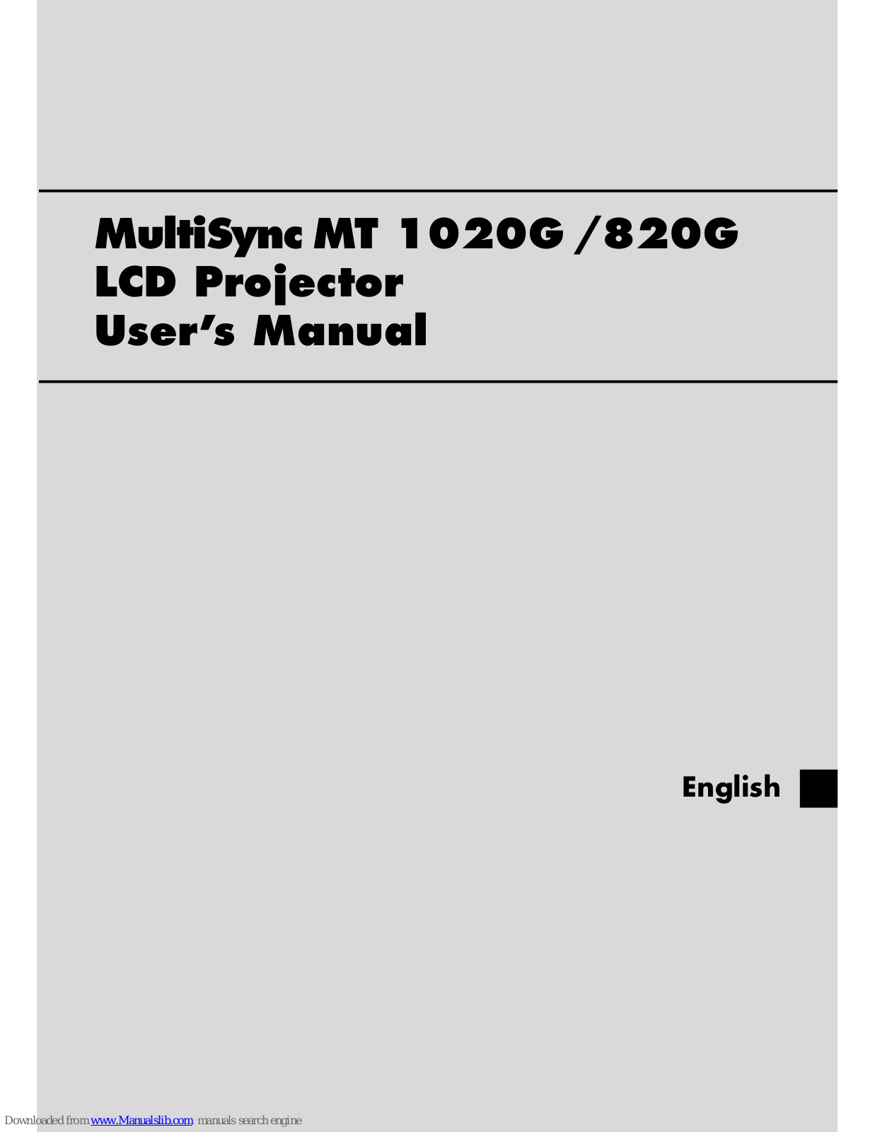 NEC MultiSync MT 1020G, MultiSync MT 820G, u User Manual