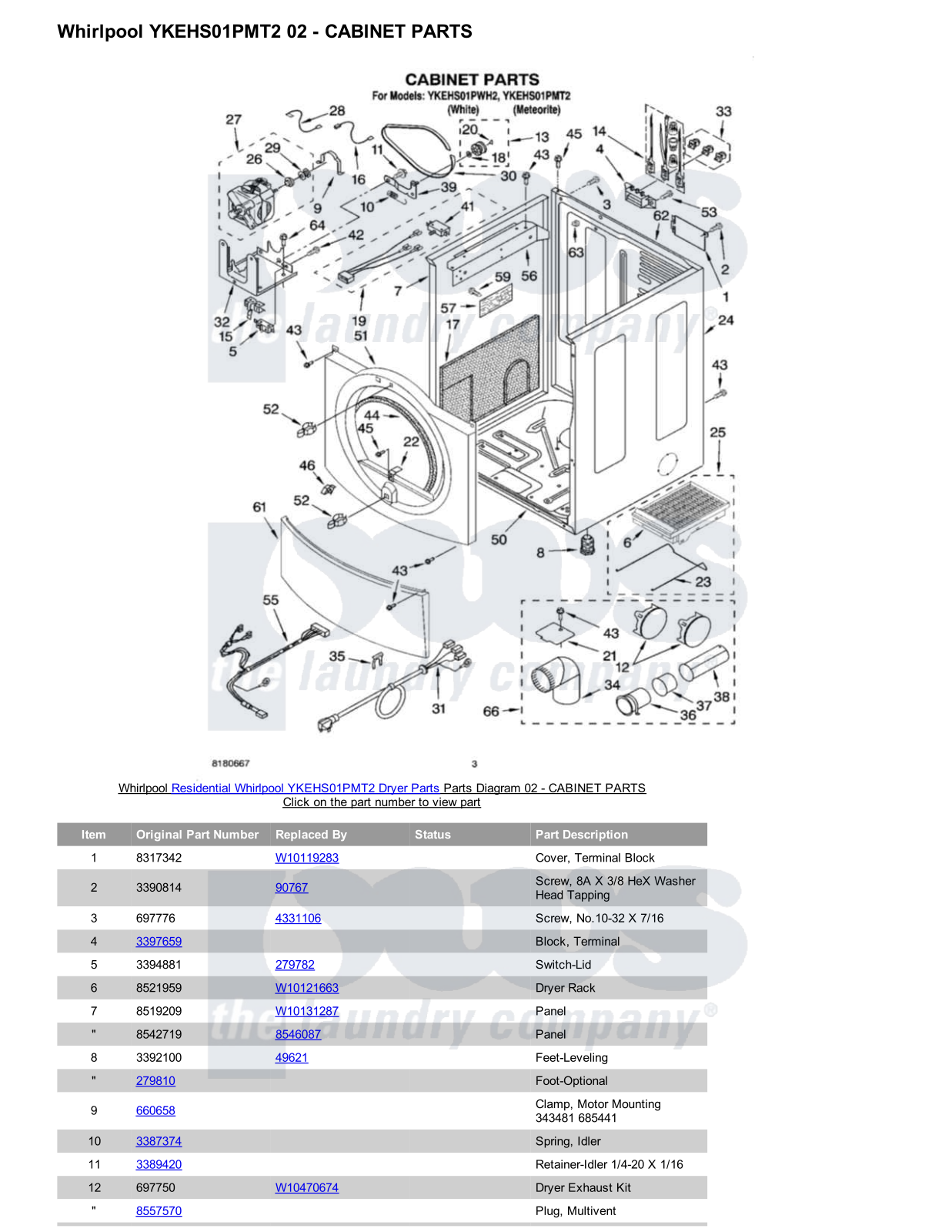 Whirlpool YKEHS01PMT2 Parts Diagram