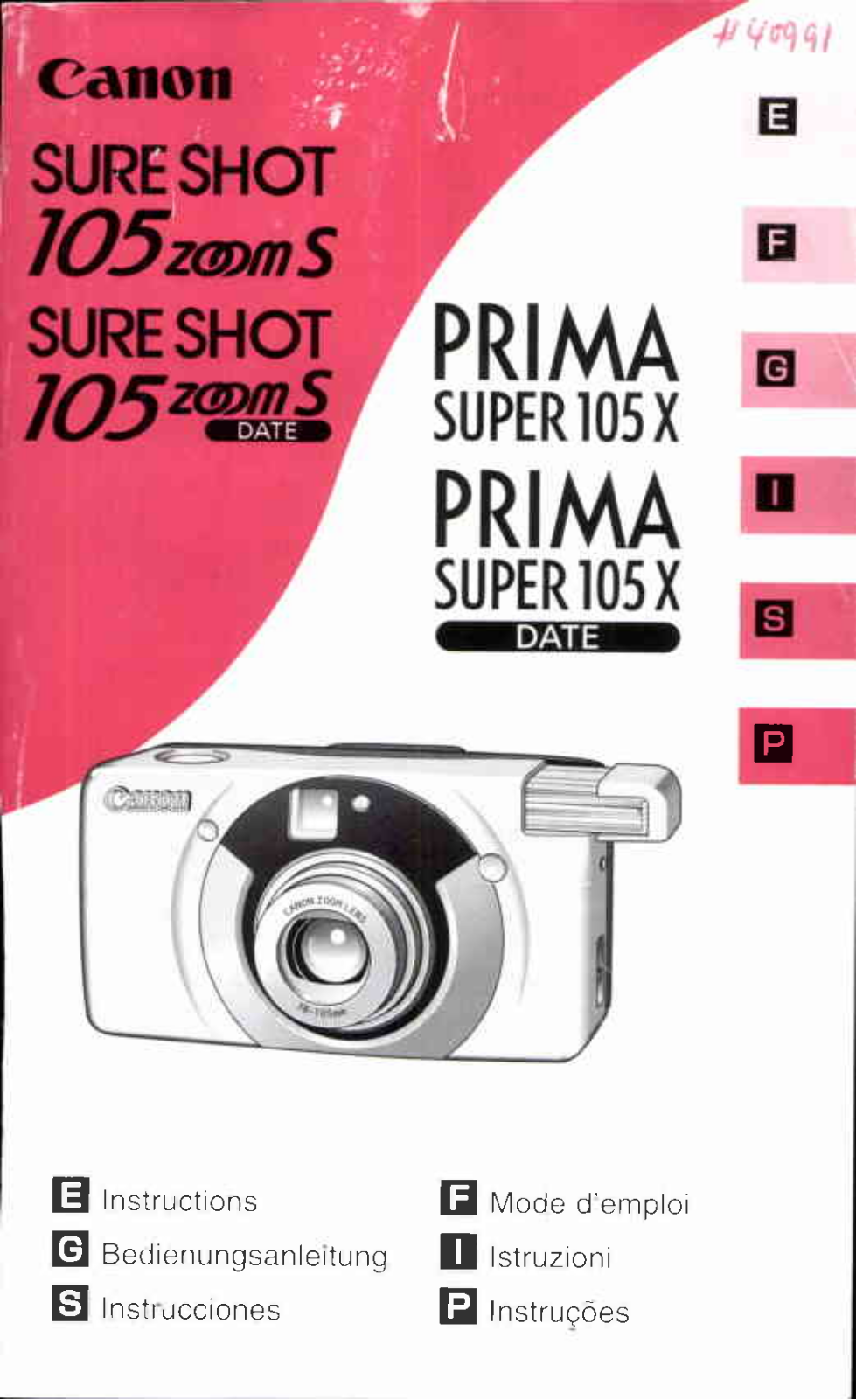 Canon Sure Shot 105 ZOOM S User Manual