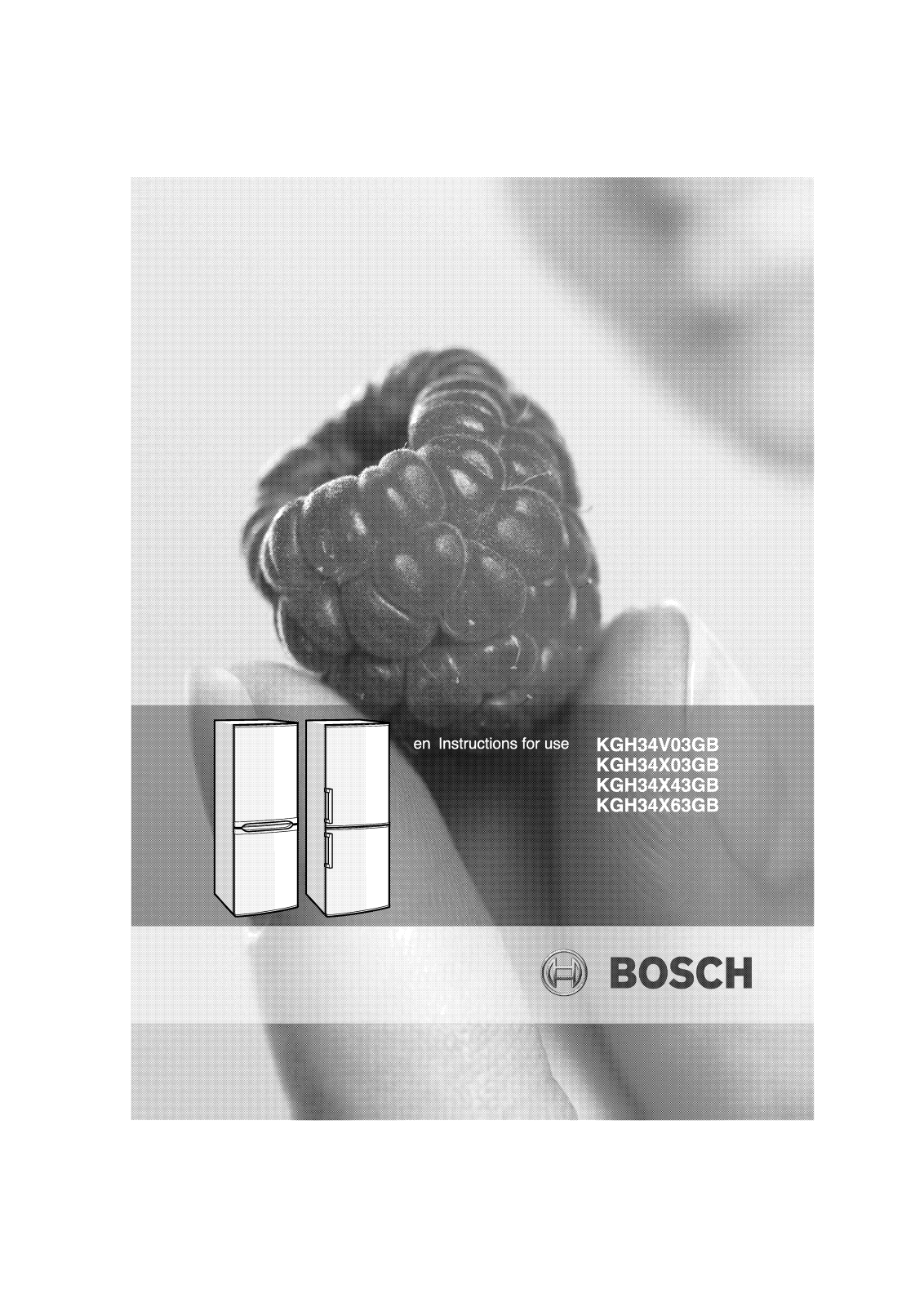 Bosch KGH34X63GB, KGH34V03GB Manual